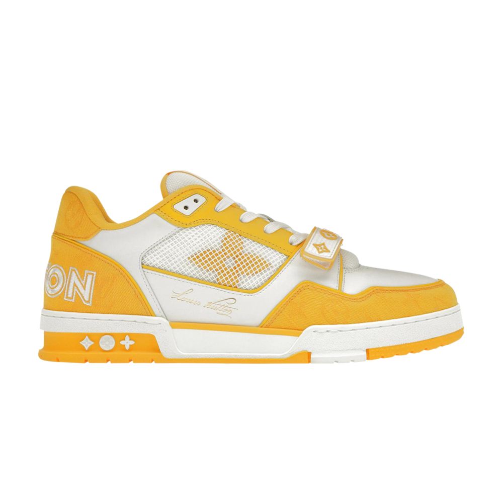 Pre-owned Louis Vuitton Trainer Low 'velcro Strap - Yellow Monogram Denim'