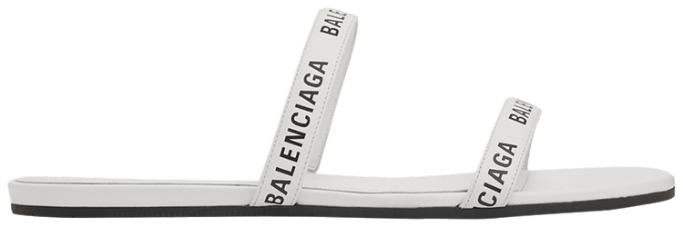 Balenciaga Wmns Round Sandal Flat Printed   White Black