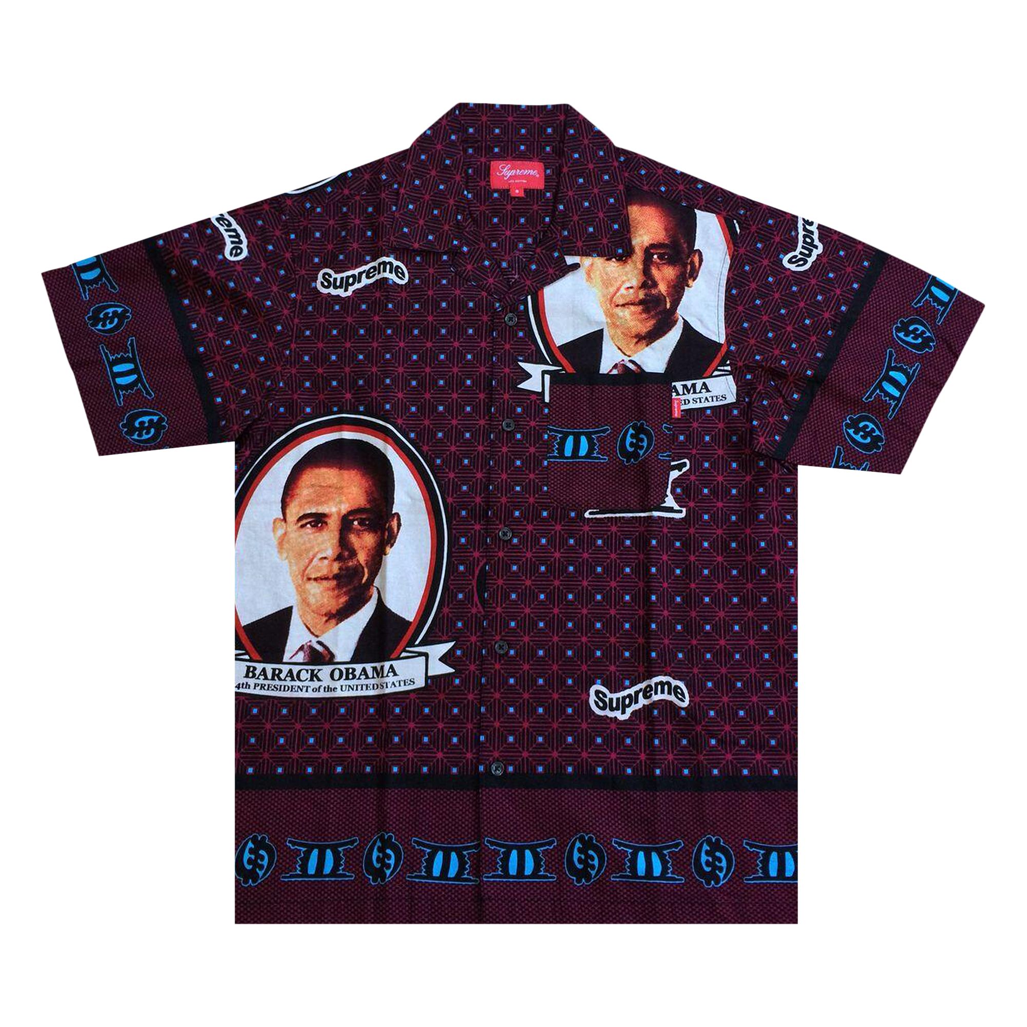 Pre-owned Supreme Obama Button Up Shirt 'maroon' | Red | Men's Size S