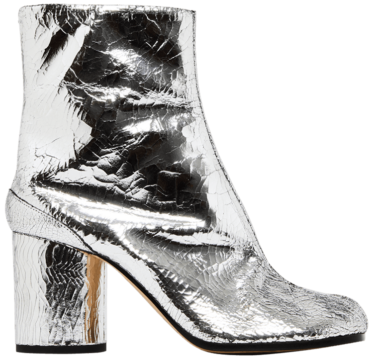 Maison Margiela Wmns Tabi Ankle Boot Cracked Metallic Silver