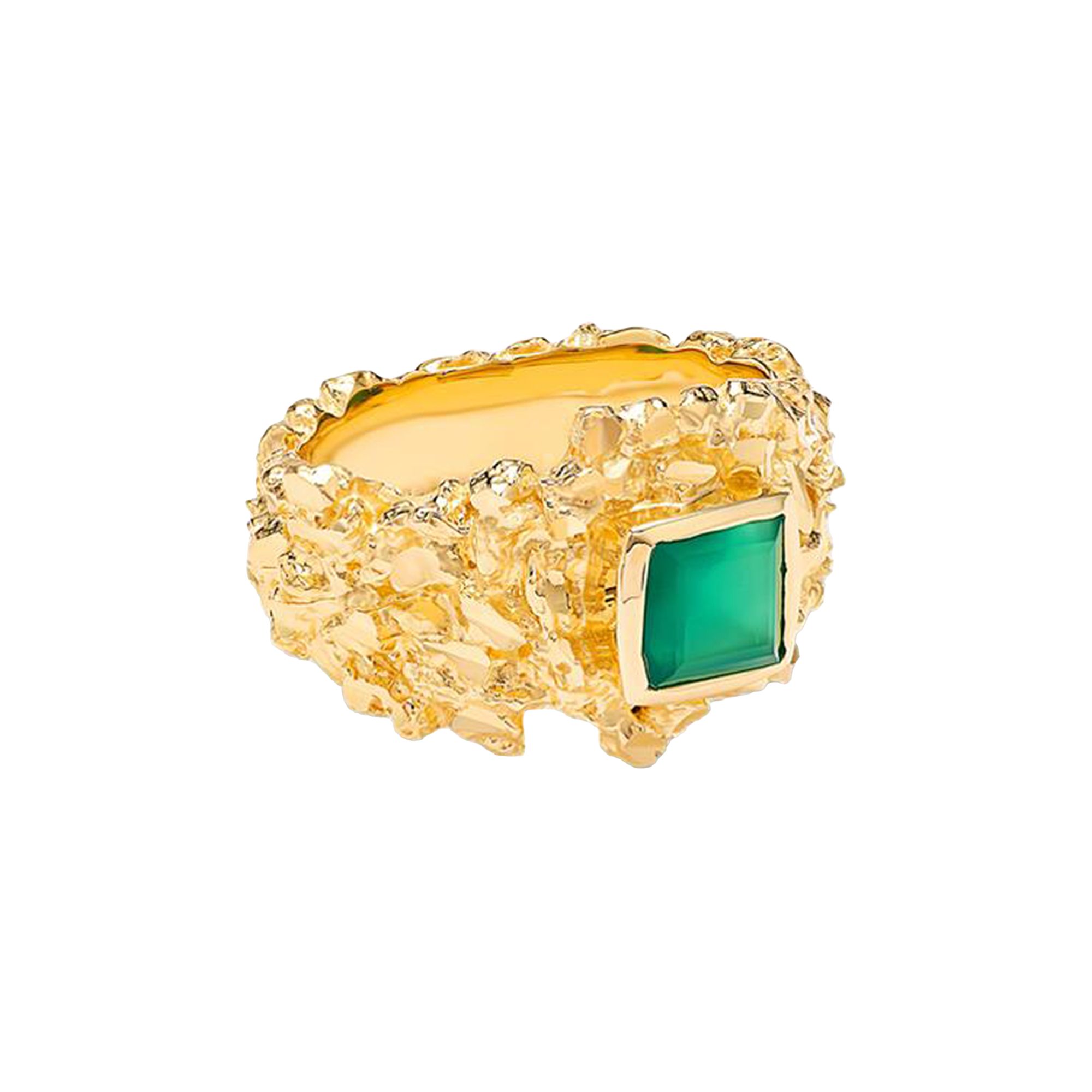 Pre-owned Veneda Carter Vc015 Hammered Gem Ring 'gold' | Women's Size 8