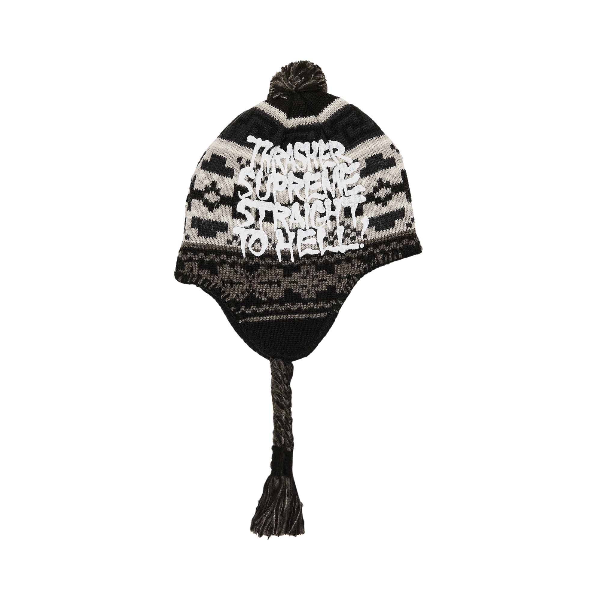 Pre-owned Supreme X Thrasher Earflip Beanie 'black'