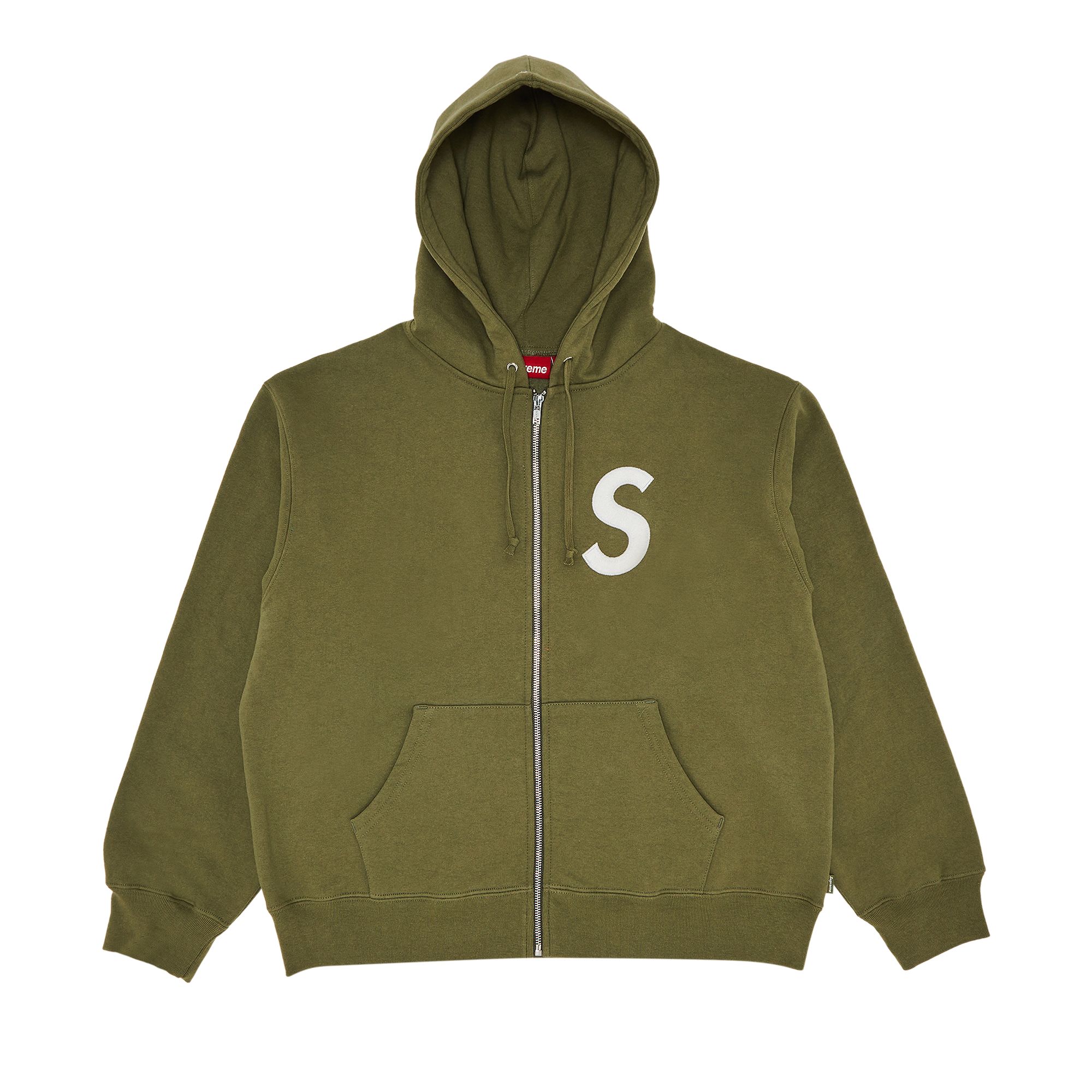Pre-owned Supreme S Logo Zip Up Hooded Sweatshirt 'light Olive' In Green