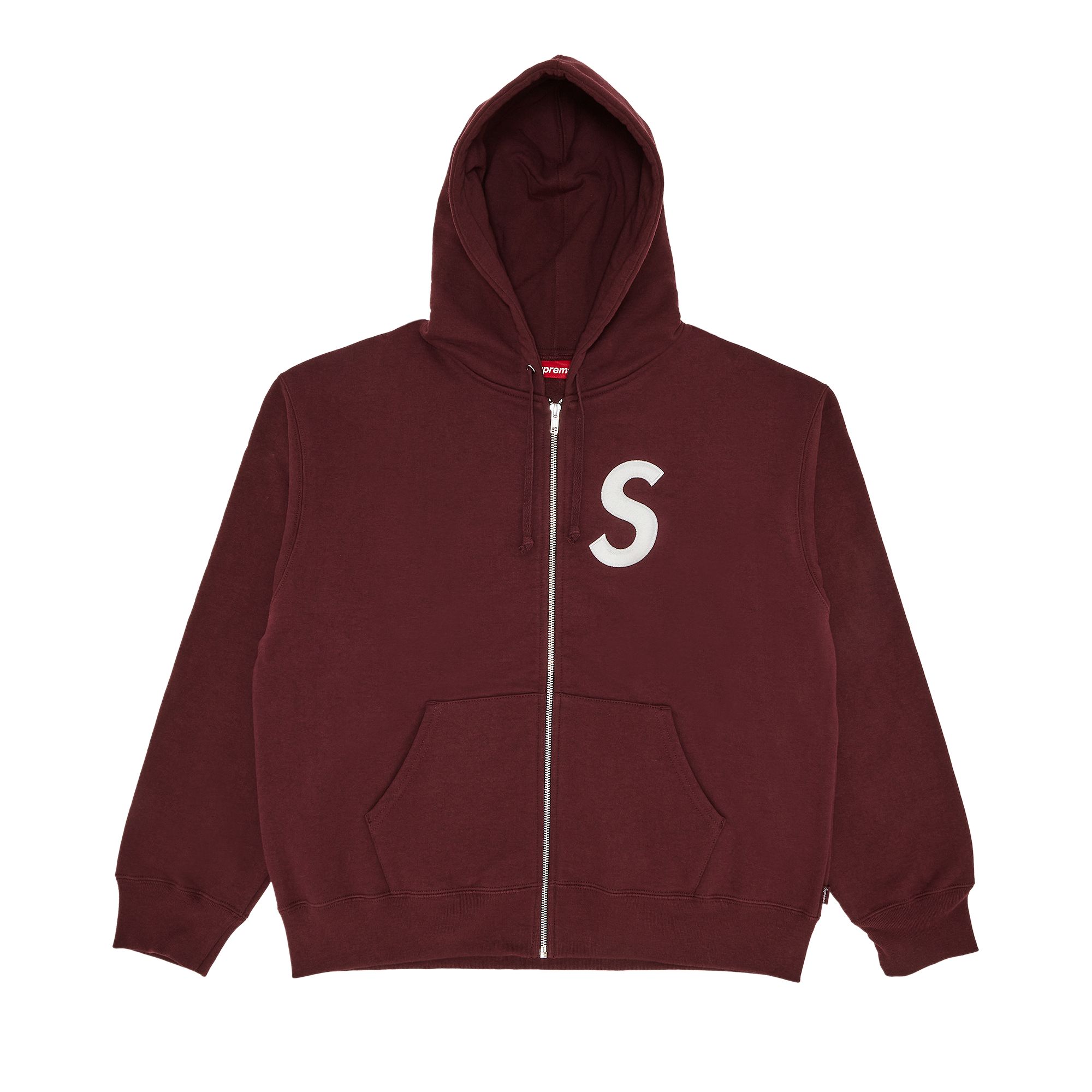 Pre-owned Supreme S Logo Zip Up Hooded Sweatshirt 'maroon' In Red