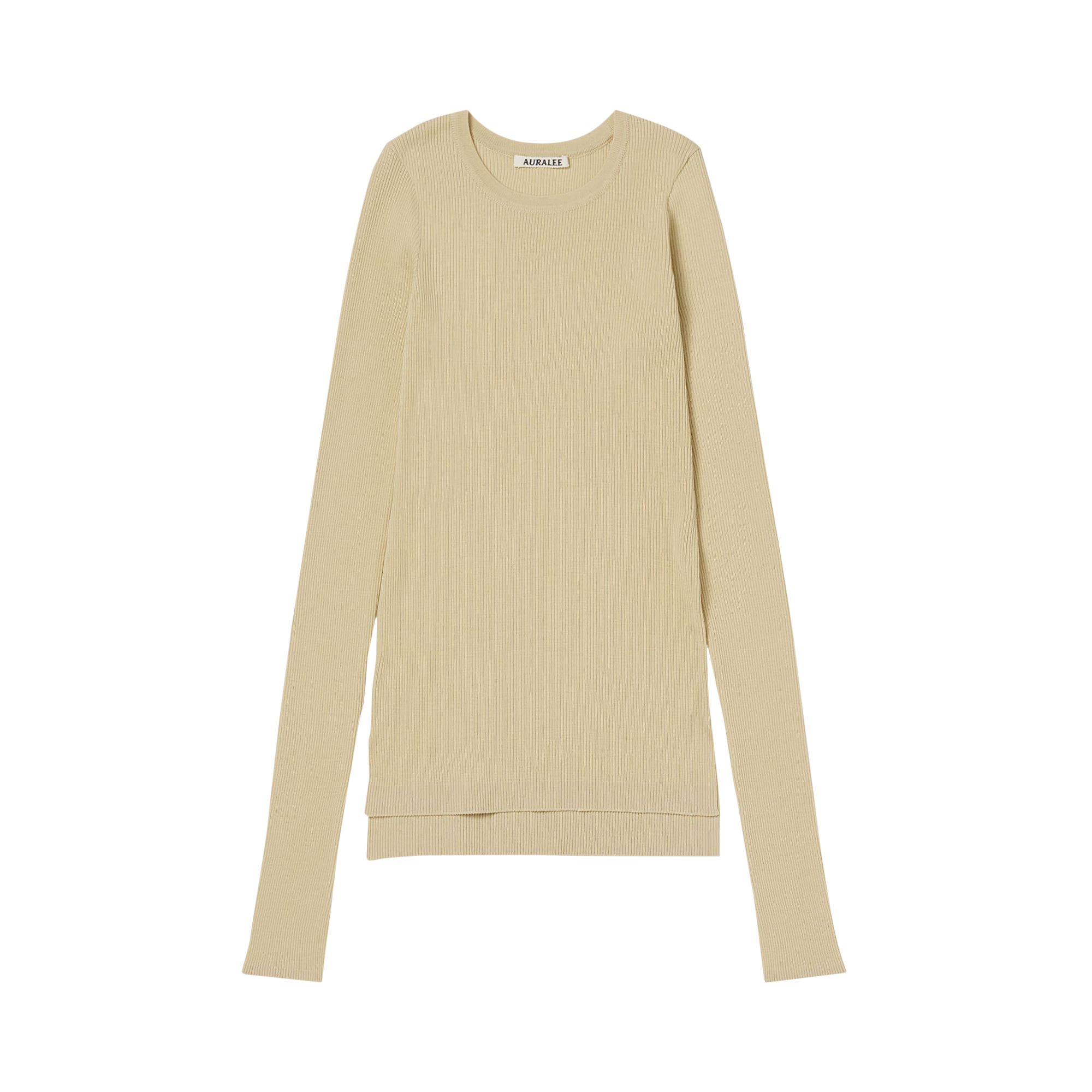 Pre-owned Auralee Super Fine Wool High Gauge Rib Sweater 'light Beige' | Tan | Women's Size 0