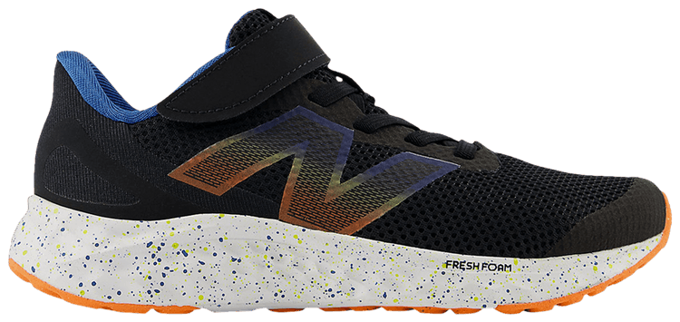 New Balance Fresh Foam Arishi v4 Bungee Lace Top Strap Little Kid Black Blue Blaze Orange
