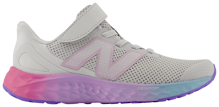 New Balance Fresh Foam Arishi v4 Bungee Lace Top Strap Little Kid Grey Matter Lilac Glo