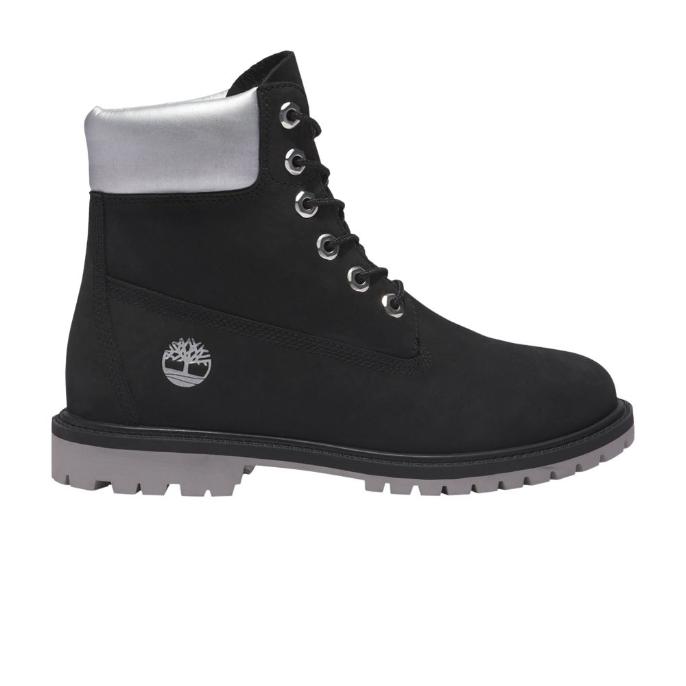 Timberland Wmns 6 Inch Premium Waterproof Heritage Boot 'Black Silver' | Women's Size 8