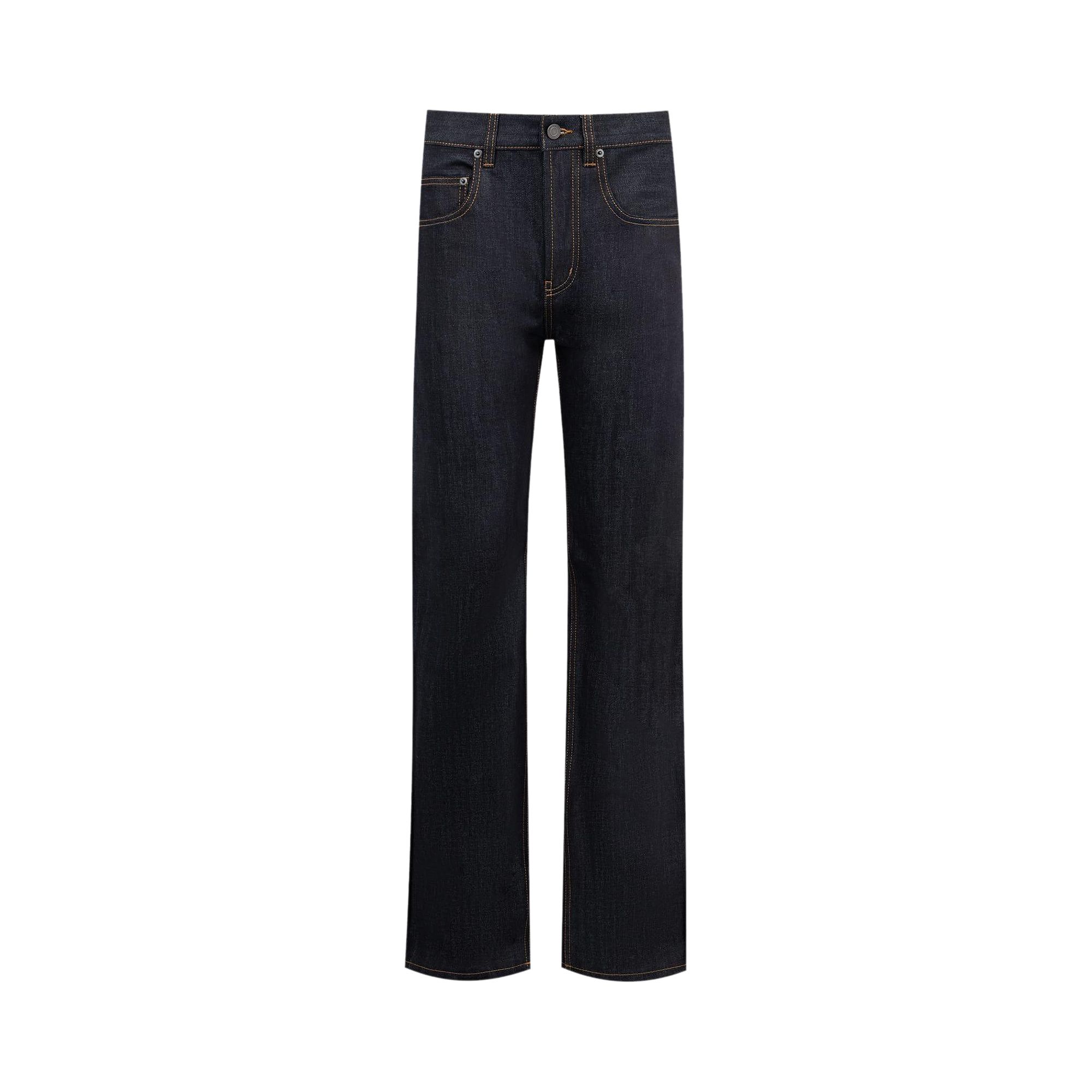 Pre-owned Saint Laurent Mid Straight Baggy Jeans 'indigo Raw' In Blue