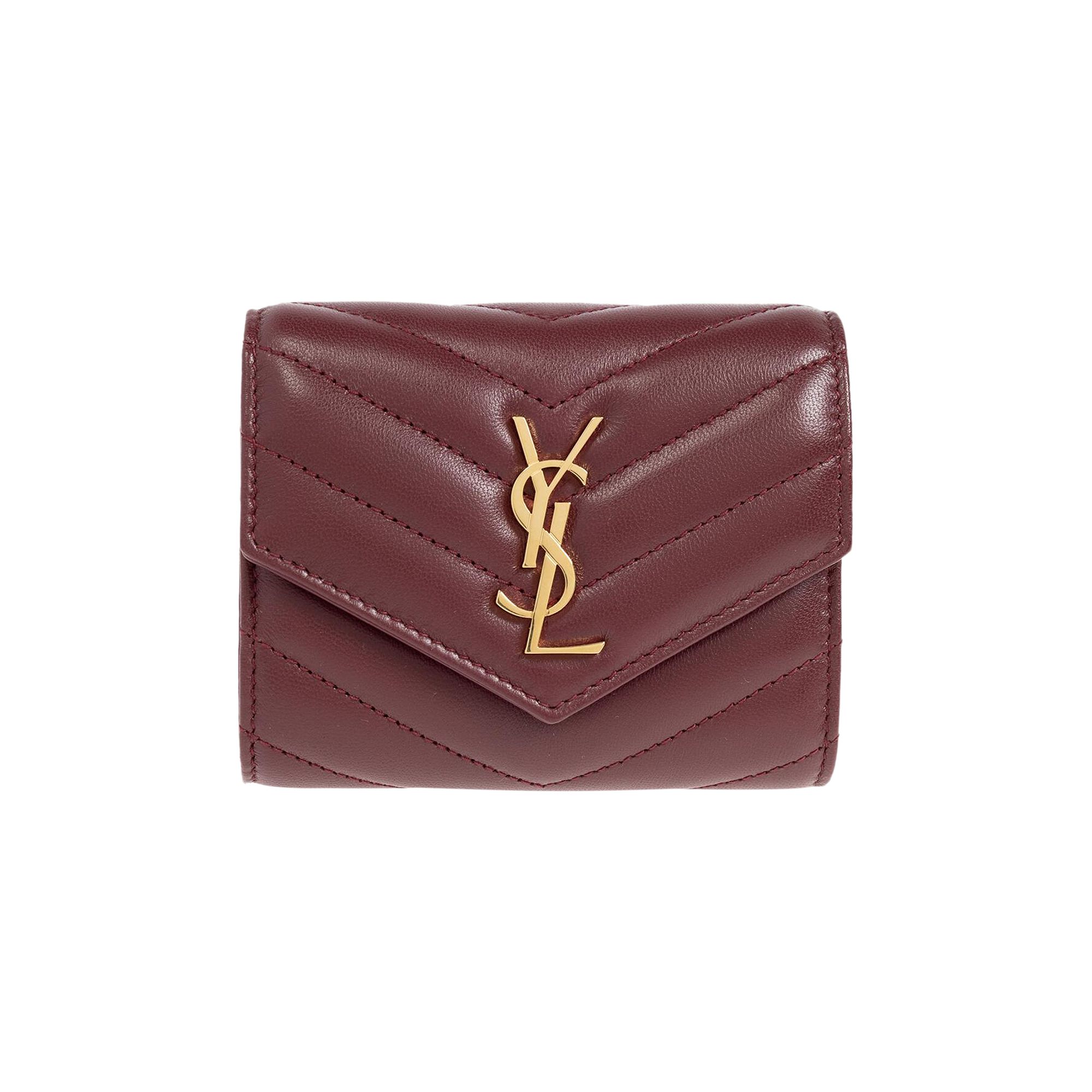 Saint Laurent Cassandre Matelassé Multi-Fold Wallet 'Rouge Merlot' | Red | Women's Size Onesize