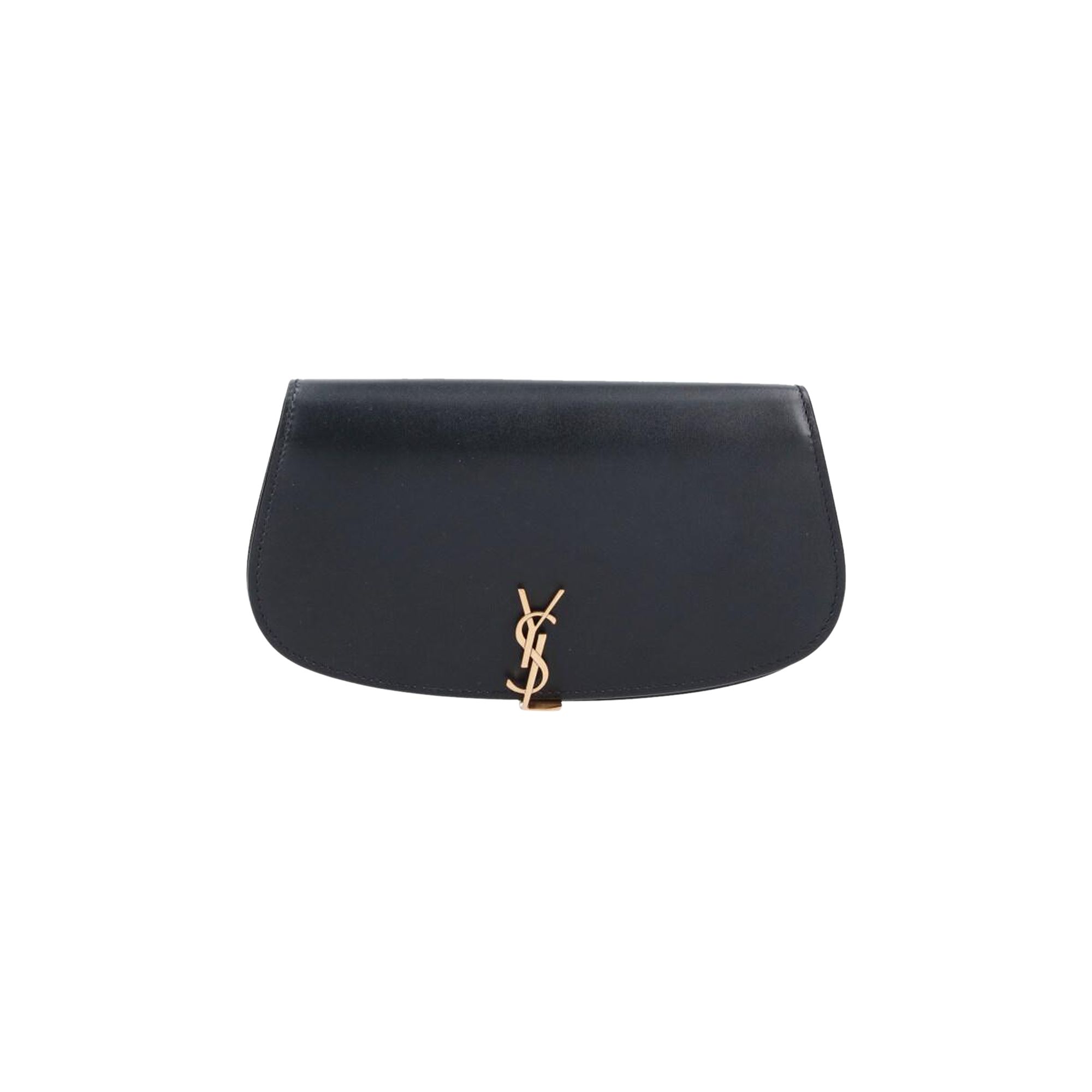 Saint Laurent Logo Plaque Foldover Top Shoulder Bag 'Black' | Women's Size Onesize