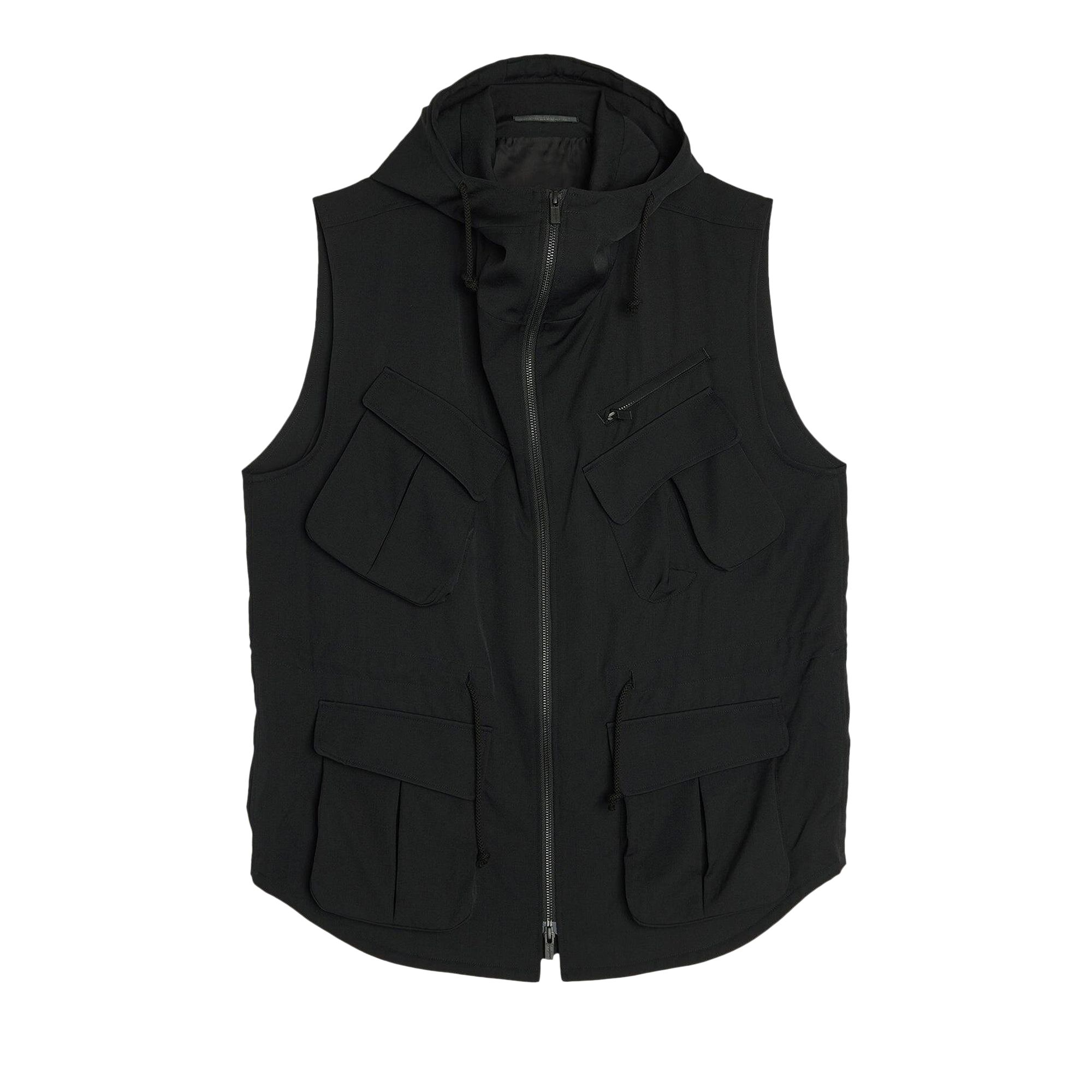 Pre-owned Yohji Yamamoto Pour Homme Wrinkle Gabardine Hooded Vest 'black' | Men's Size 3