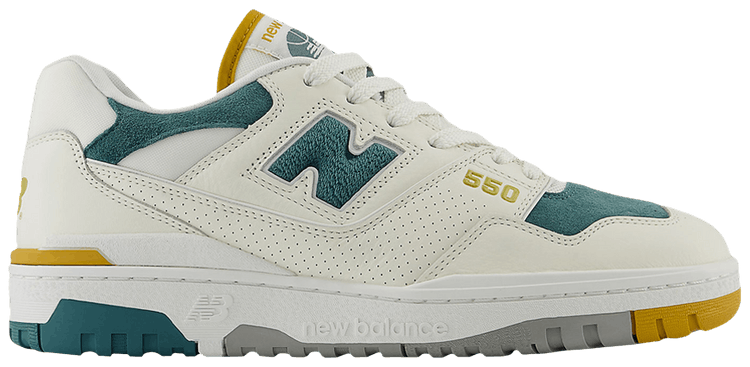 New Balance 550 Suede Toe Pack   Green Mustard