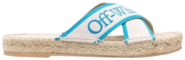 Off White Wmns Bookish Criss Cross Espadrille Sliders Nude Blue