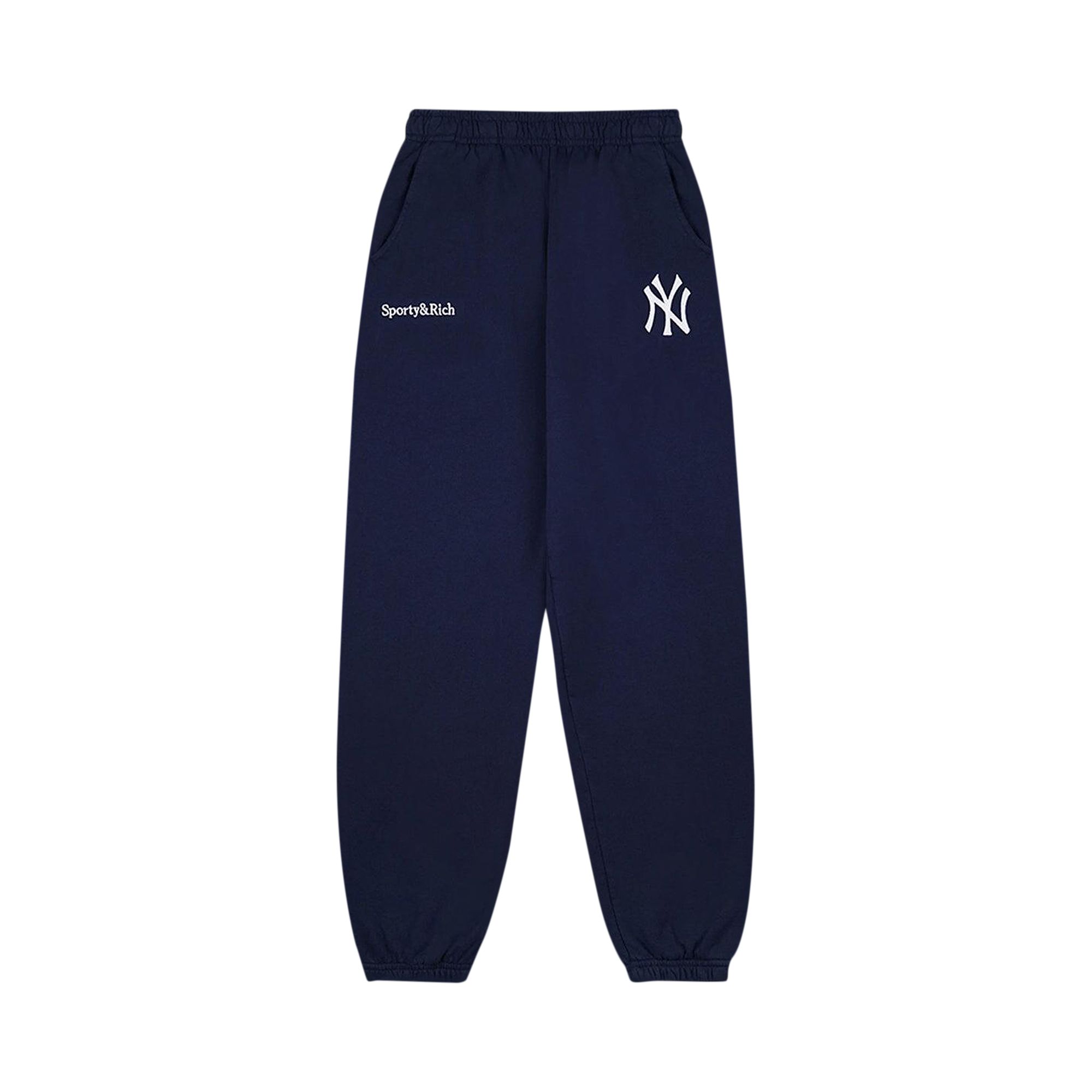 Pre-owned Sporty And Rich Sporty & Rich Yankees Serif Sweatpant 'navy/white' | Blue | Men's Size Xs