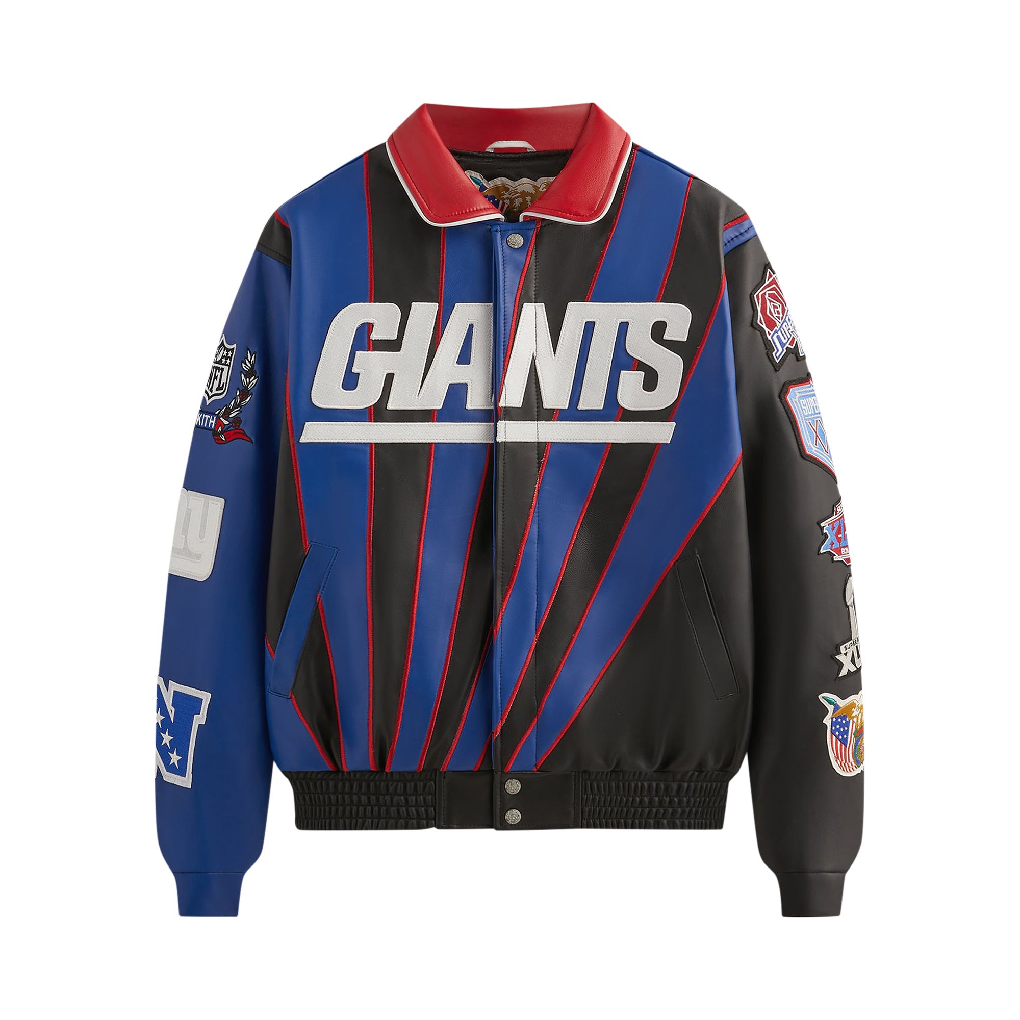 Pre-owned Kith & Jeff Hamilton For The Nfl: Giants Leather Varsity Jacket 'giants' | Multi-color | Men's Size