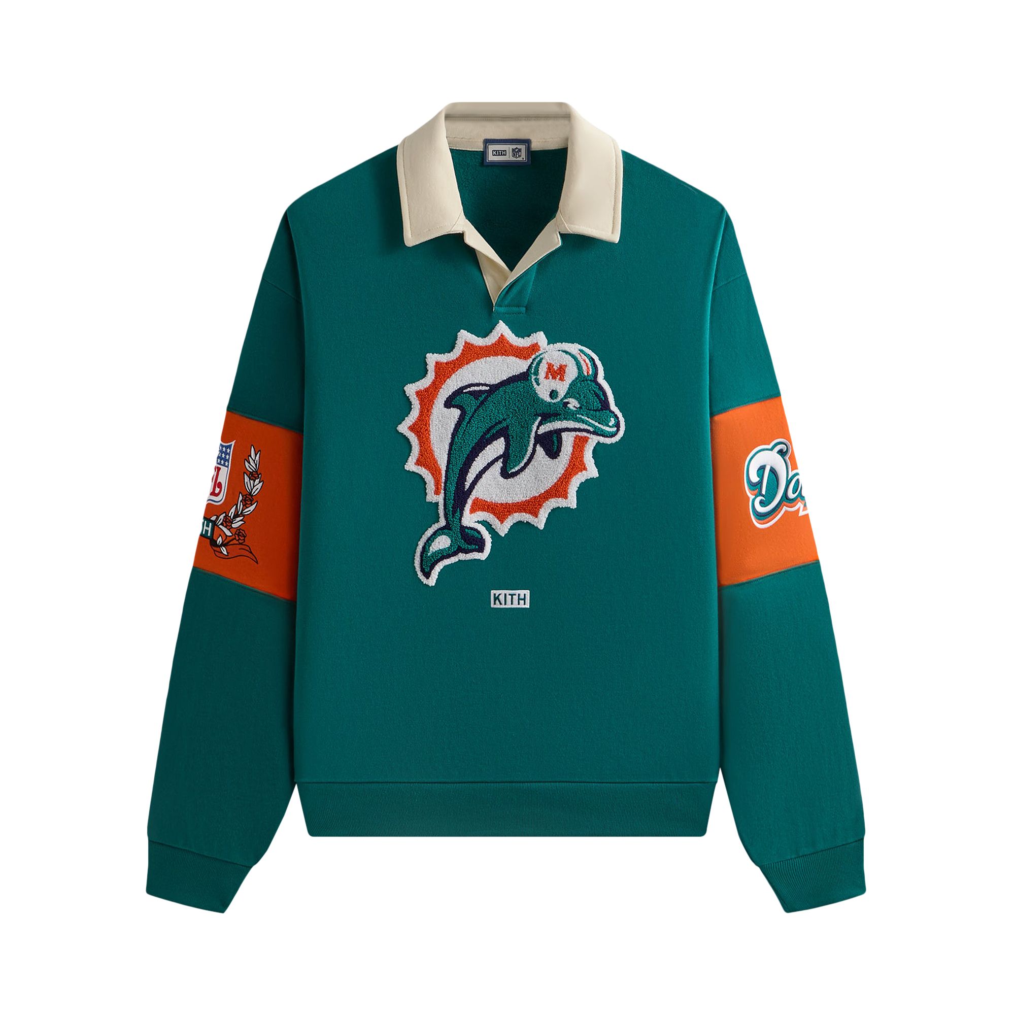 Pre-owned Kith & '47 For The Nfl: Dolphins Nelson Collared Pullover 'center' In Green
