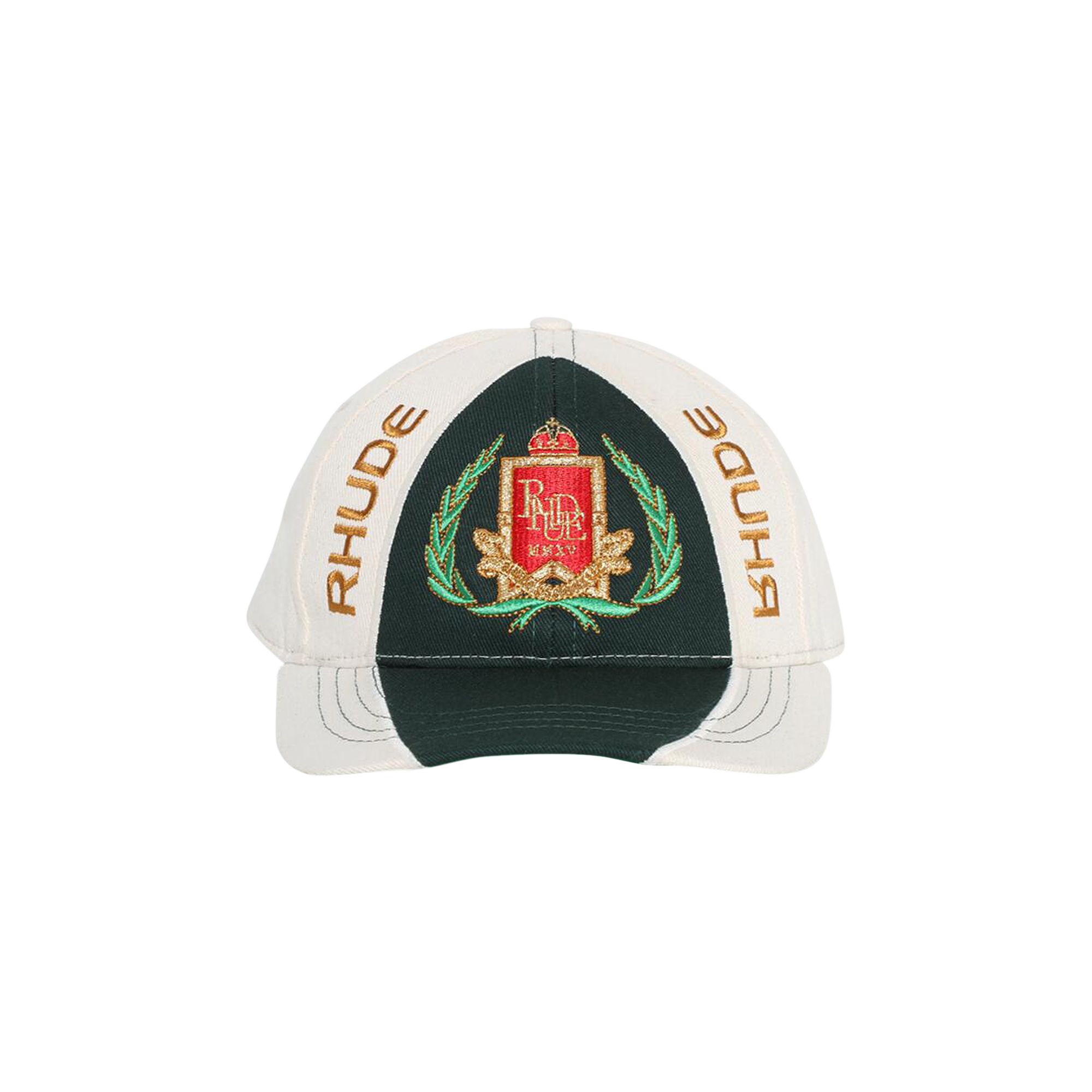 Rhude Racing Crest 6-Panel Hat 'Cream/Green' | White | Men's Size Onesize