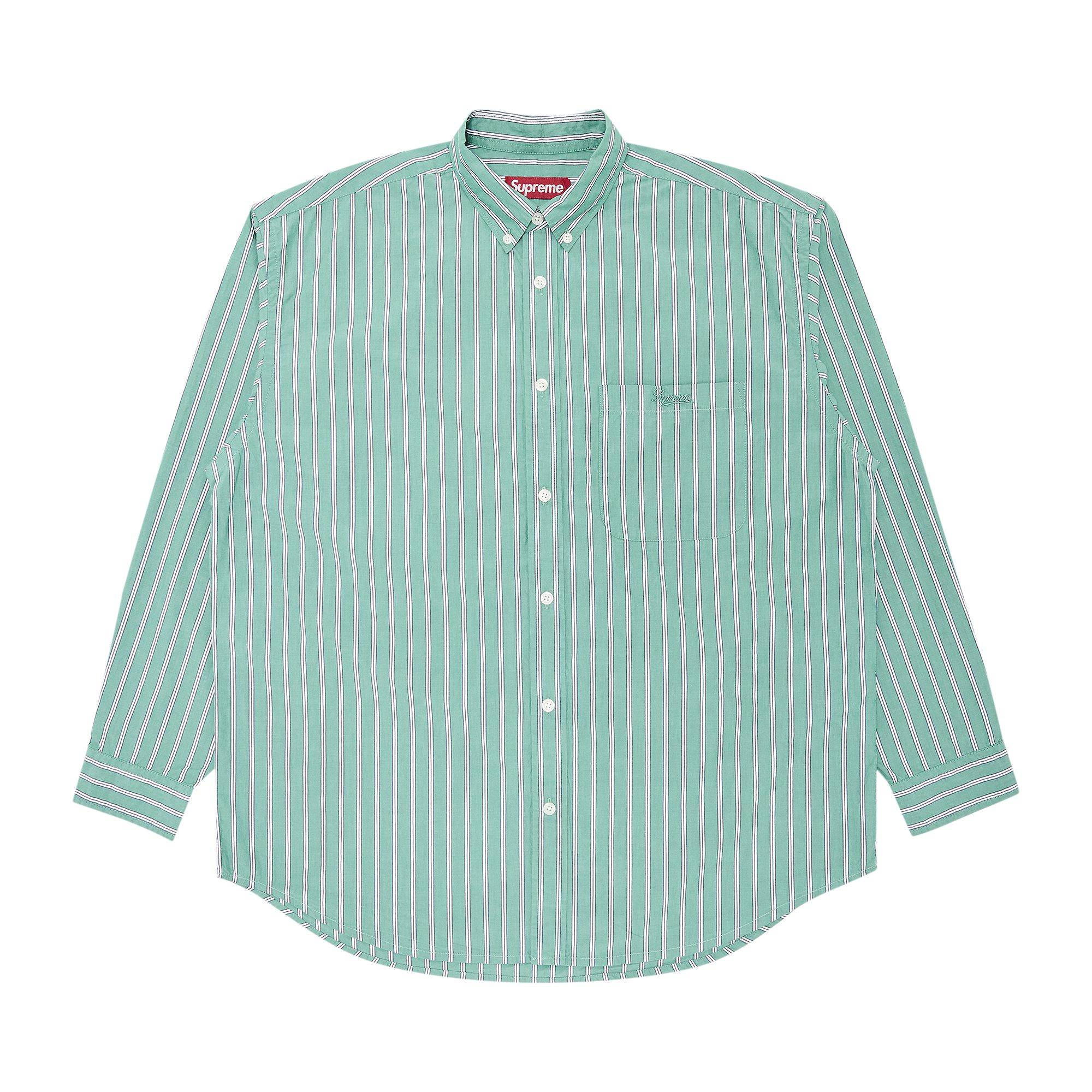 Supreme Loose Fit Stripe Shirt 'Green' | Men's Size XL