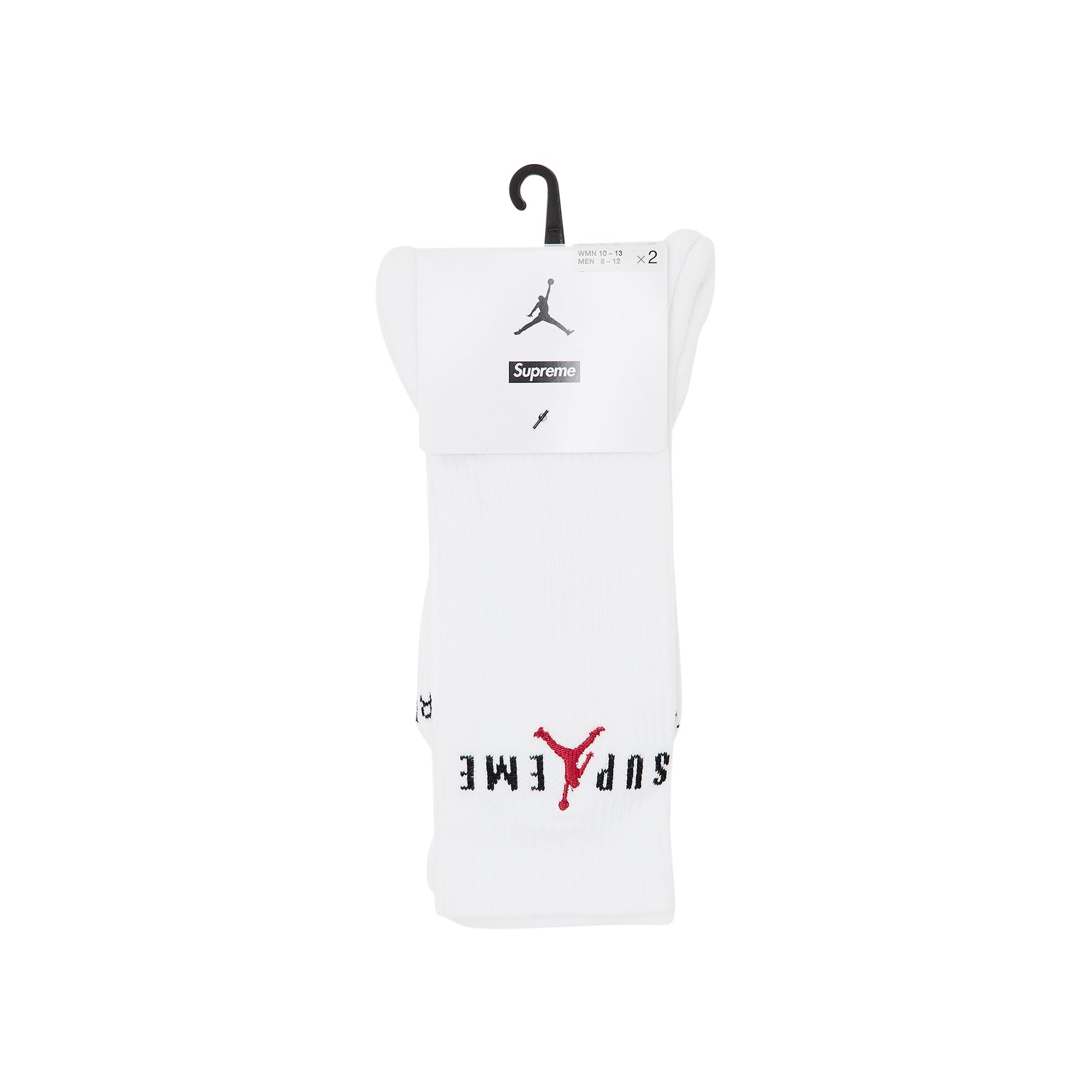 Pre-owned Supreme X Jordan Crew Socks (2 Pack) 'white'