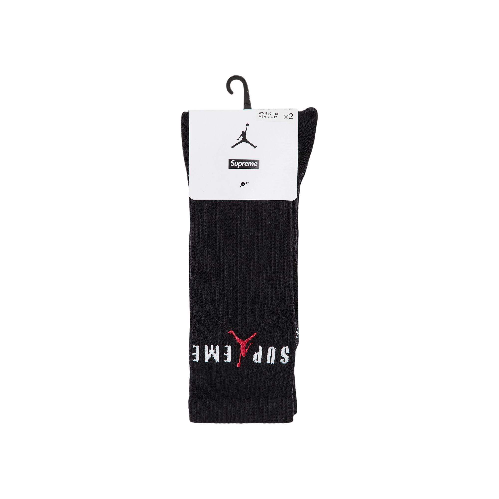 Pre-owned Supreme X Jordan Crew Socks (2 Pack) 'black'