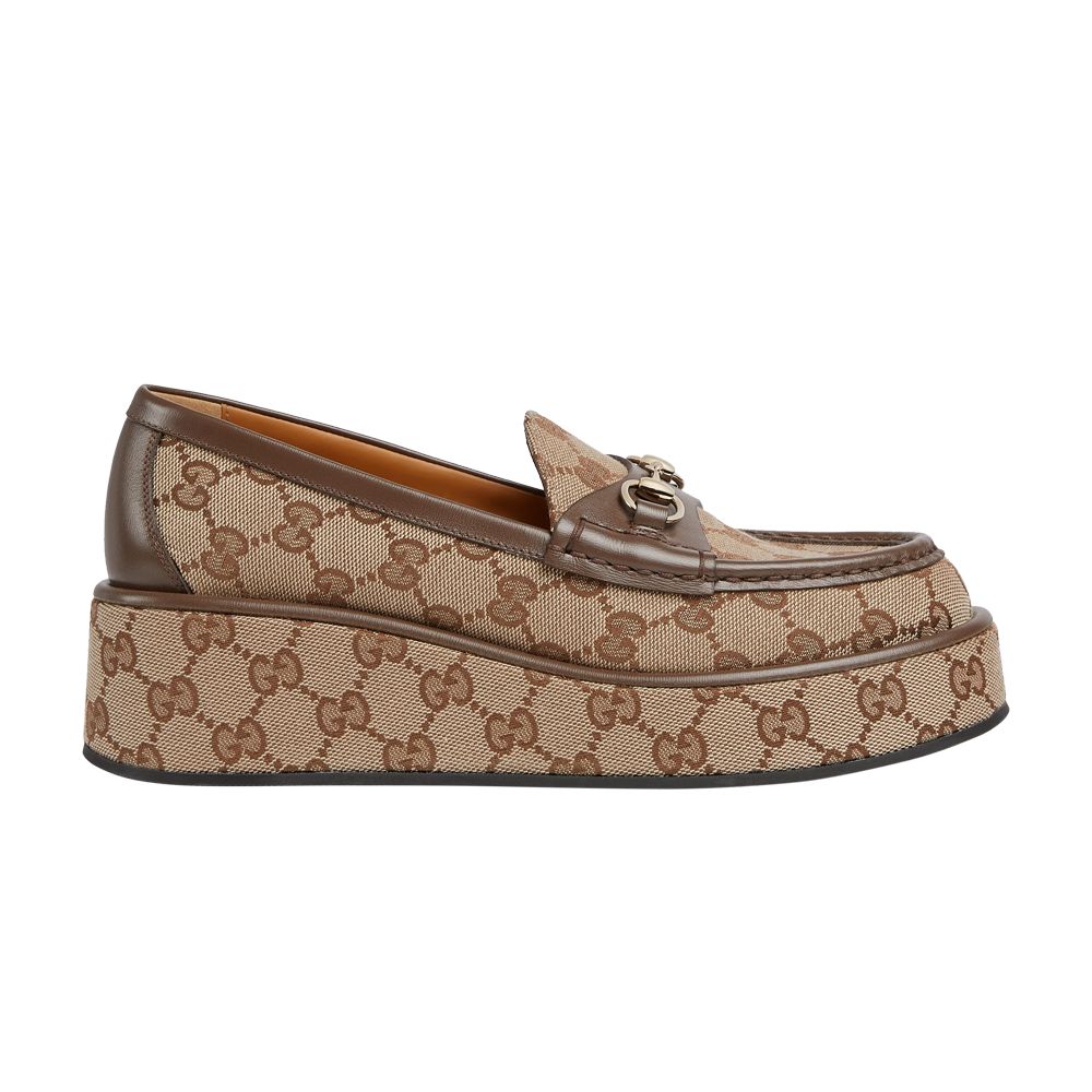 Gucci Wmns Horsebit Wedge Loafer 'GG Supreme - Beige' | Brown | Women's Size 9