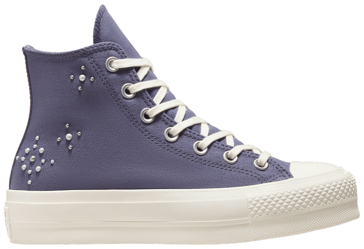 Size 5.5 Wmns Chuck Taylor All Star Lift Platform High Pearls Studs Lavender Ash