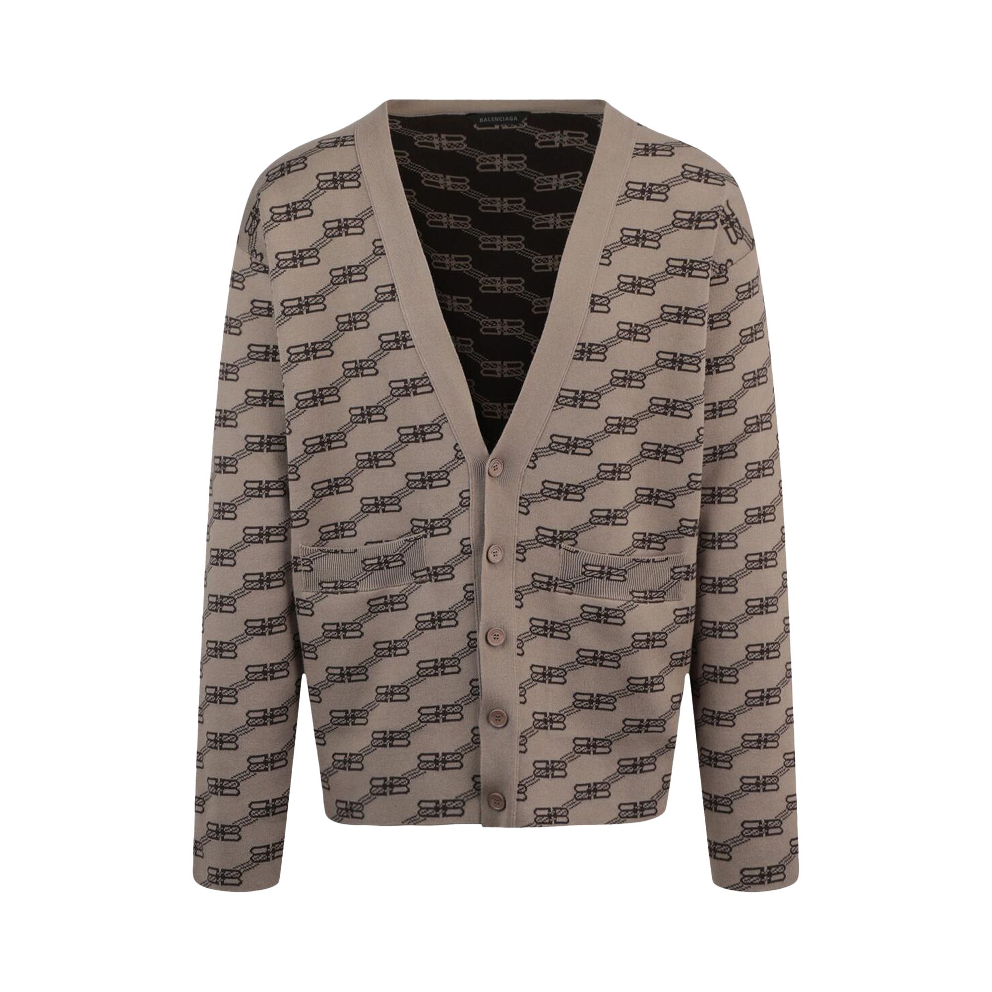 Pre-owned Balenciaga Logo Intarsia Knit Cardigan 'beige' | Tan | Men's Size 2