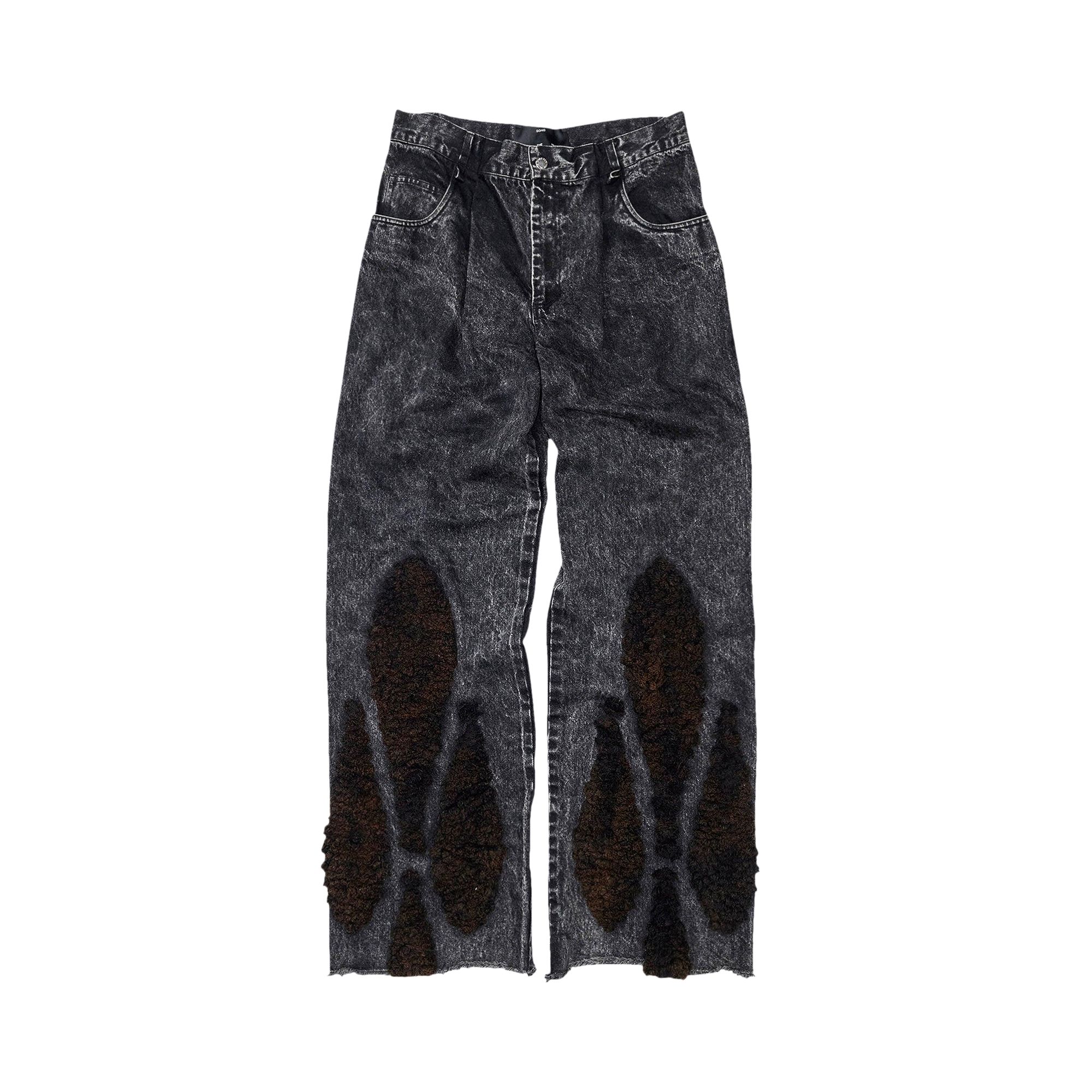 Pre-owned Song For The Mute Acid Wash Jeans 'black' | Men's Size 46