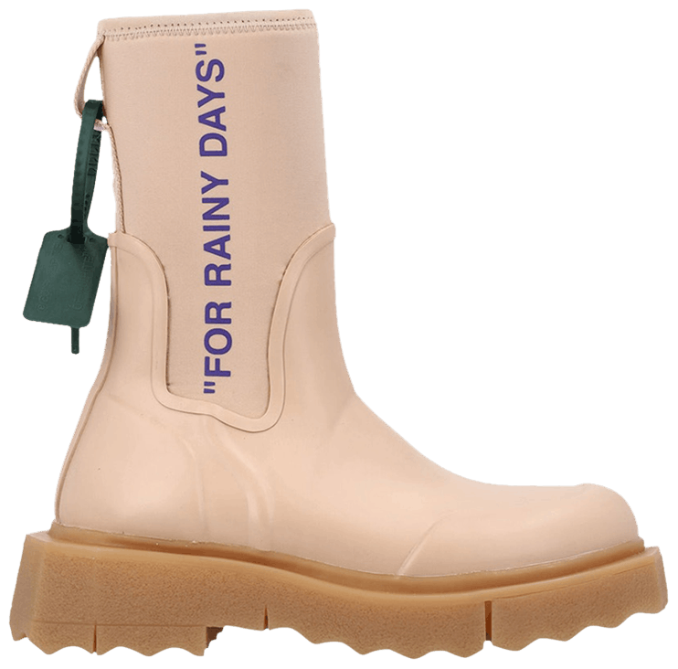 Off White Wmns Sponge Rubber Rain Boot For Rainy Days   Rose