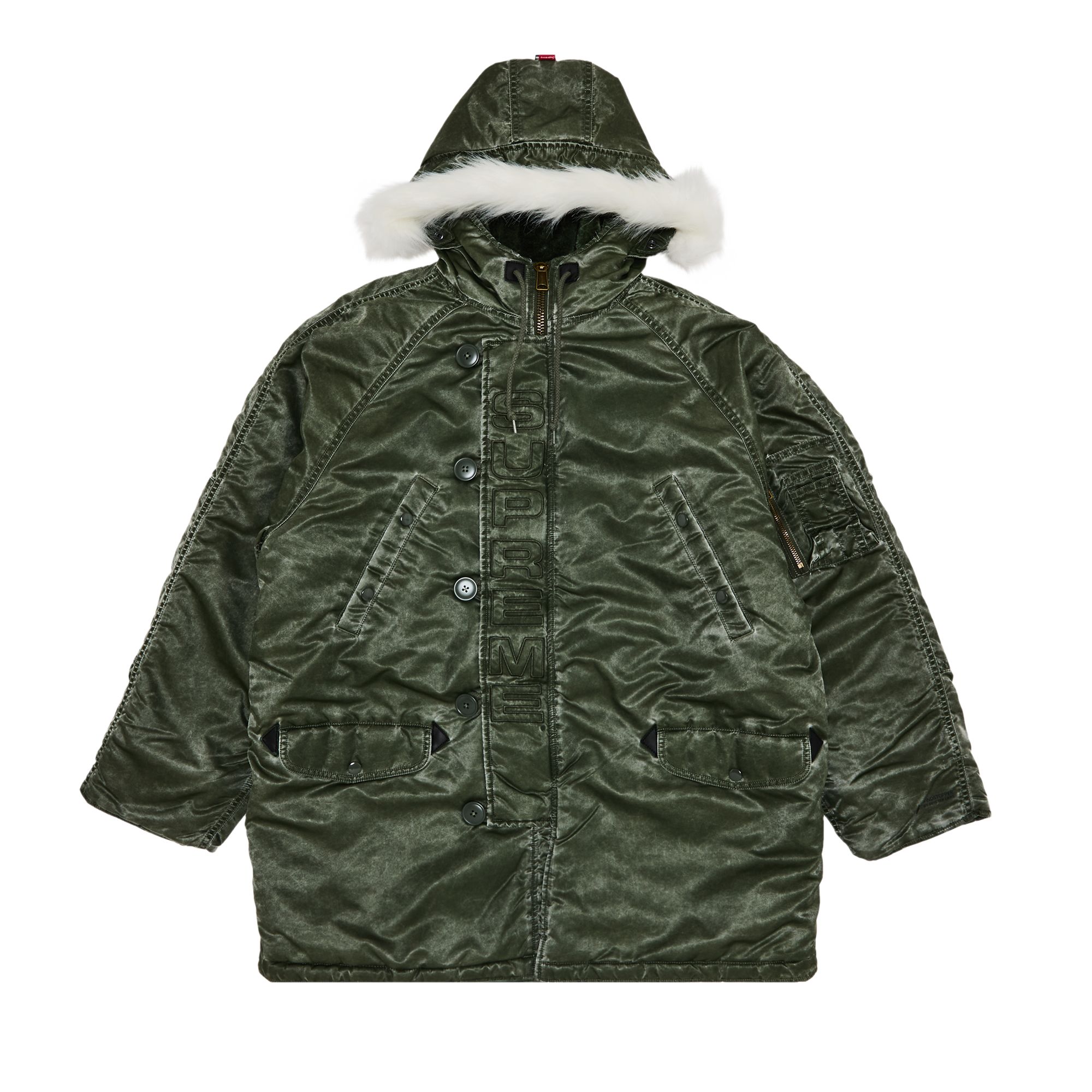 Supreme Washed Flight Satin N-3B Parka 'Olive' | Green | Men's Size S