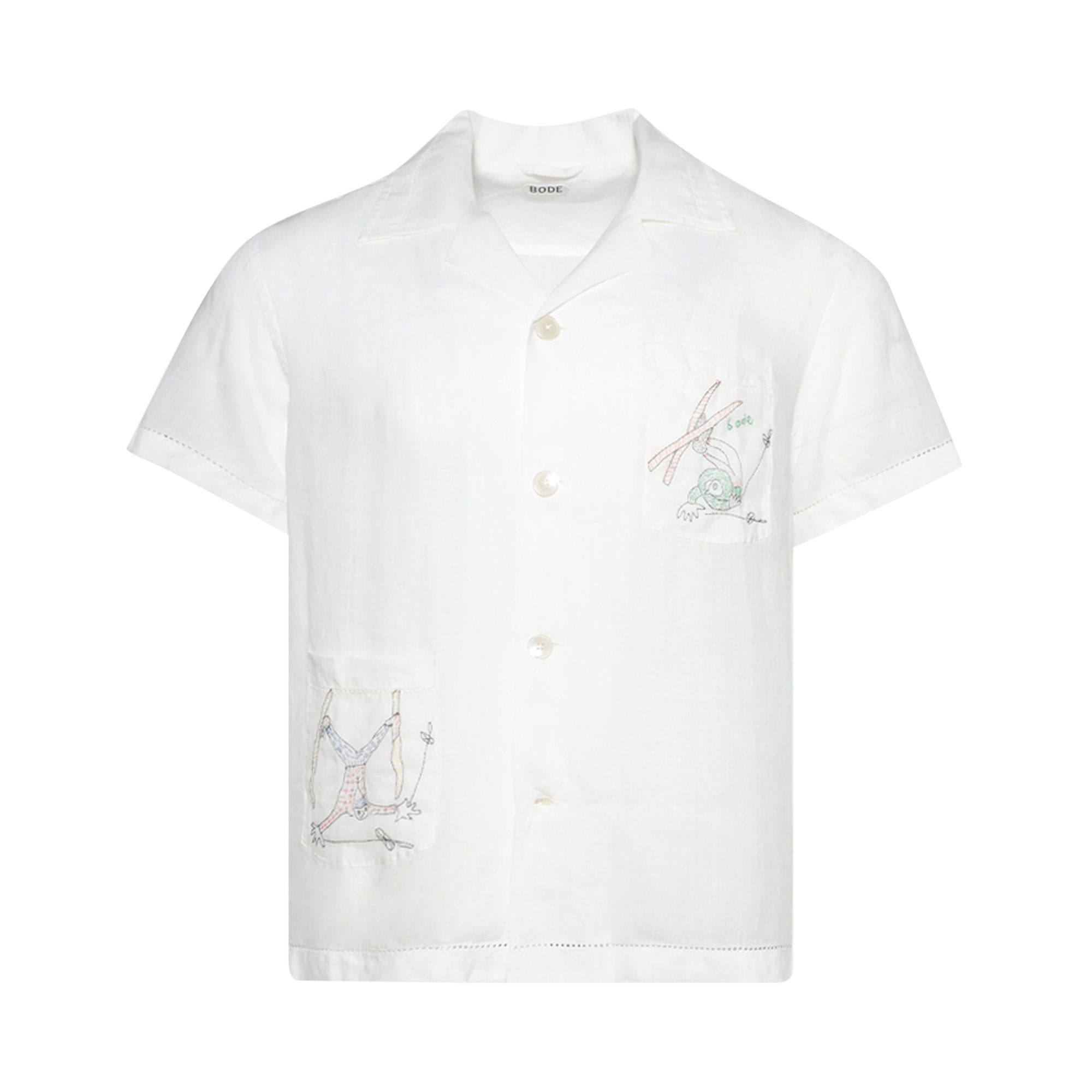 Pre-owned Bode Skiers Short-sleeve Shirt 'white/multicolor' | Men's Size Xxl