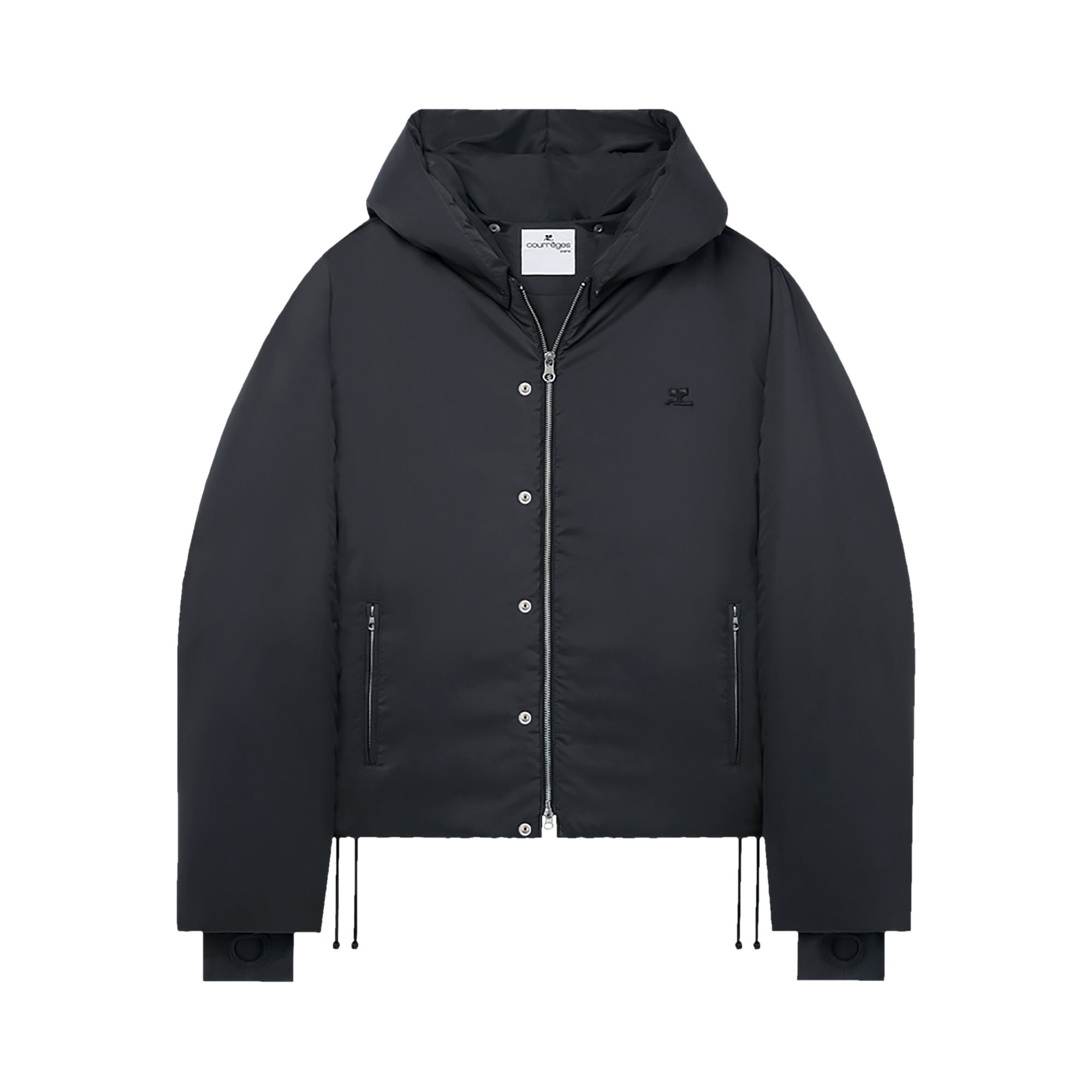 Pre-owned Courrèges Nylon Hooded Puffer Jacket 'black'