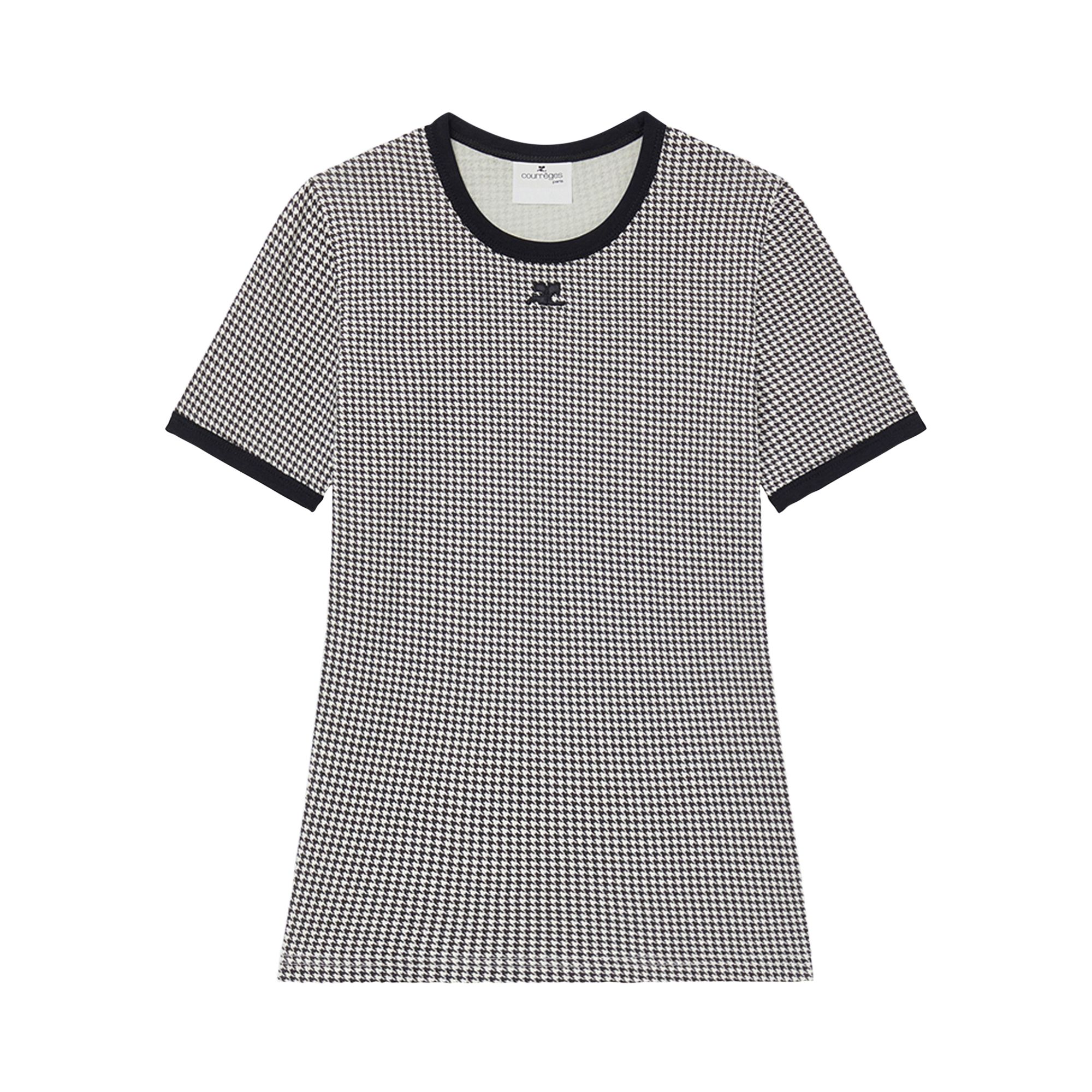 Pre-owned Courrèges Contrast Houndstooth T-shirt 'houndstooth White/black' In Multi-color