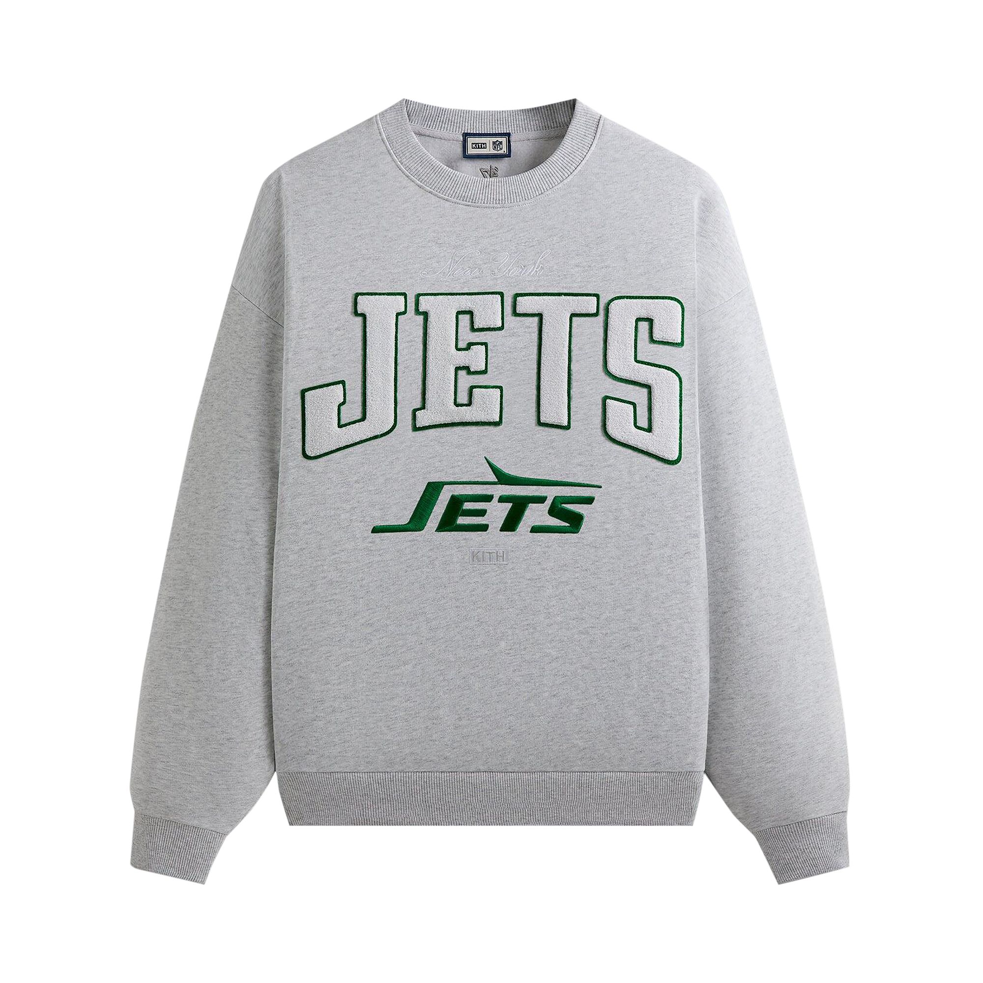 Pre-owned Kith & '47 For The Nfl: Jets Nelson Crewneck 'light Heather Grey'