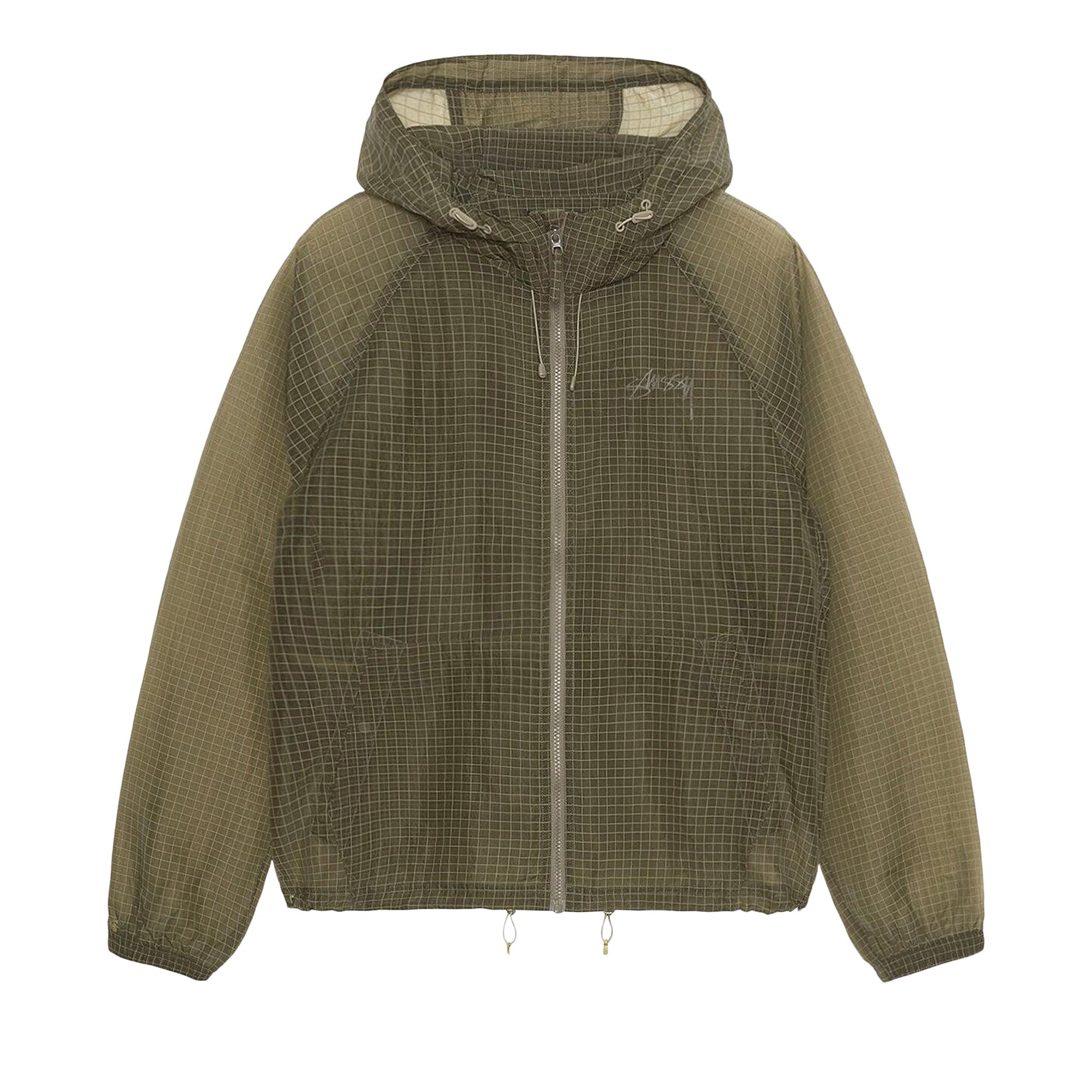 Pre-owned Stussy Transparent Ripstop Beach Shell 'olive' In Green
