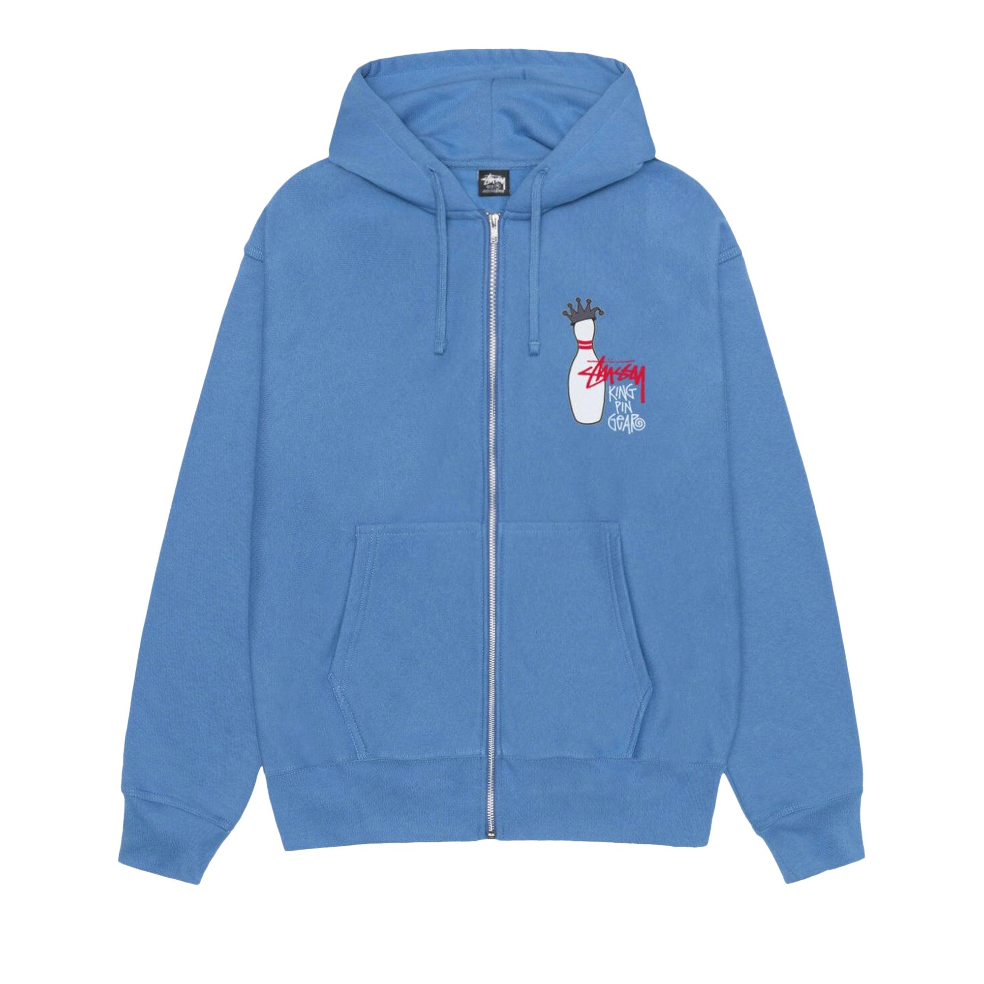 Pre-owned Stussy Kingpin Zip Hoodie 'pacific'
