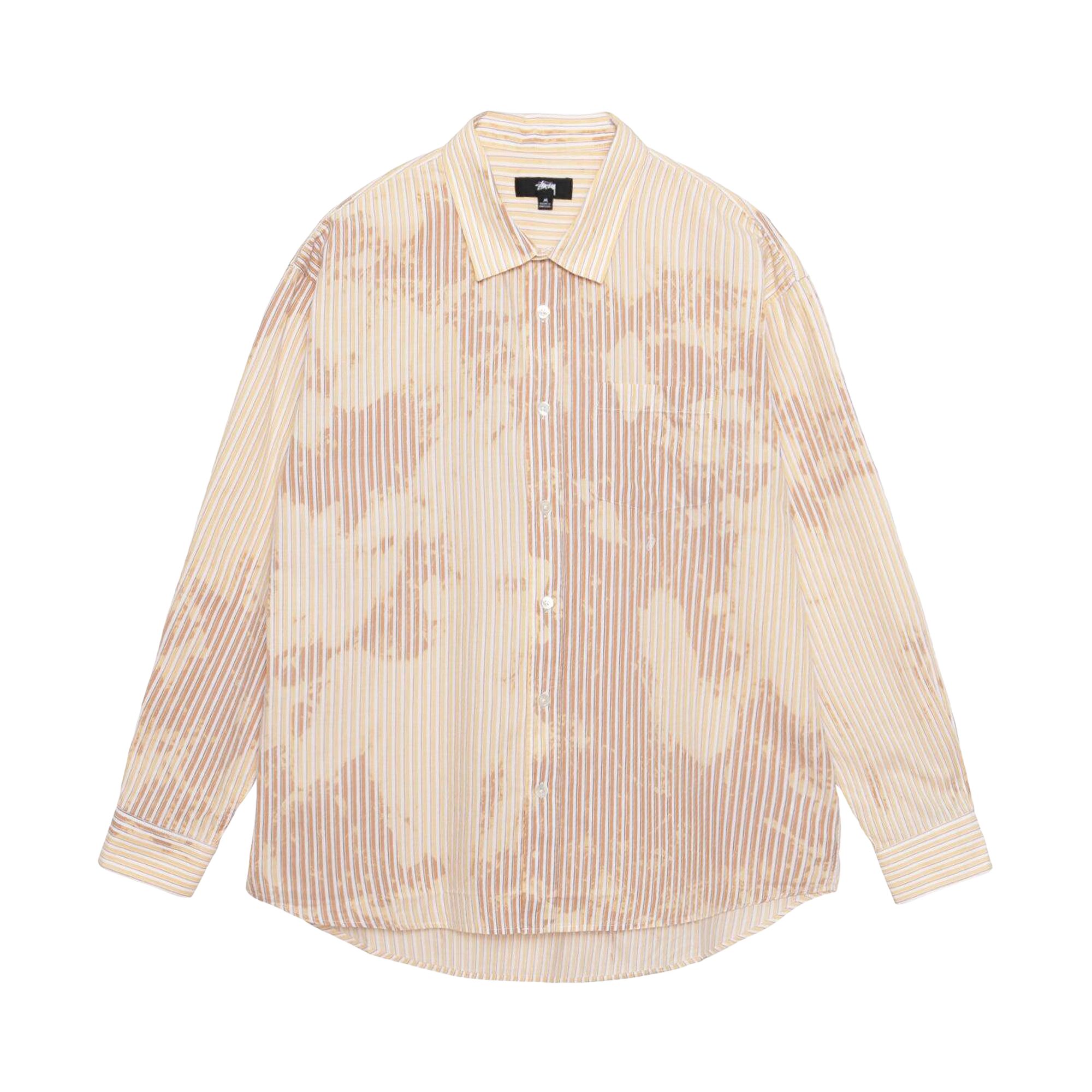 Pre-owned Stussy Bleached Poplin Classic Long-sleeve Shirt 'tan' | Men's Size L