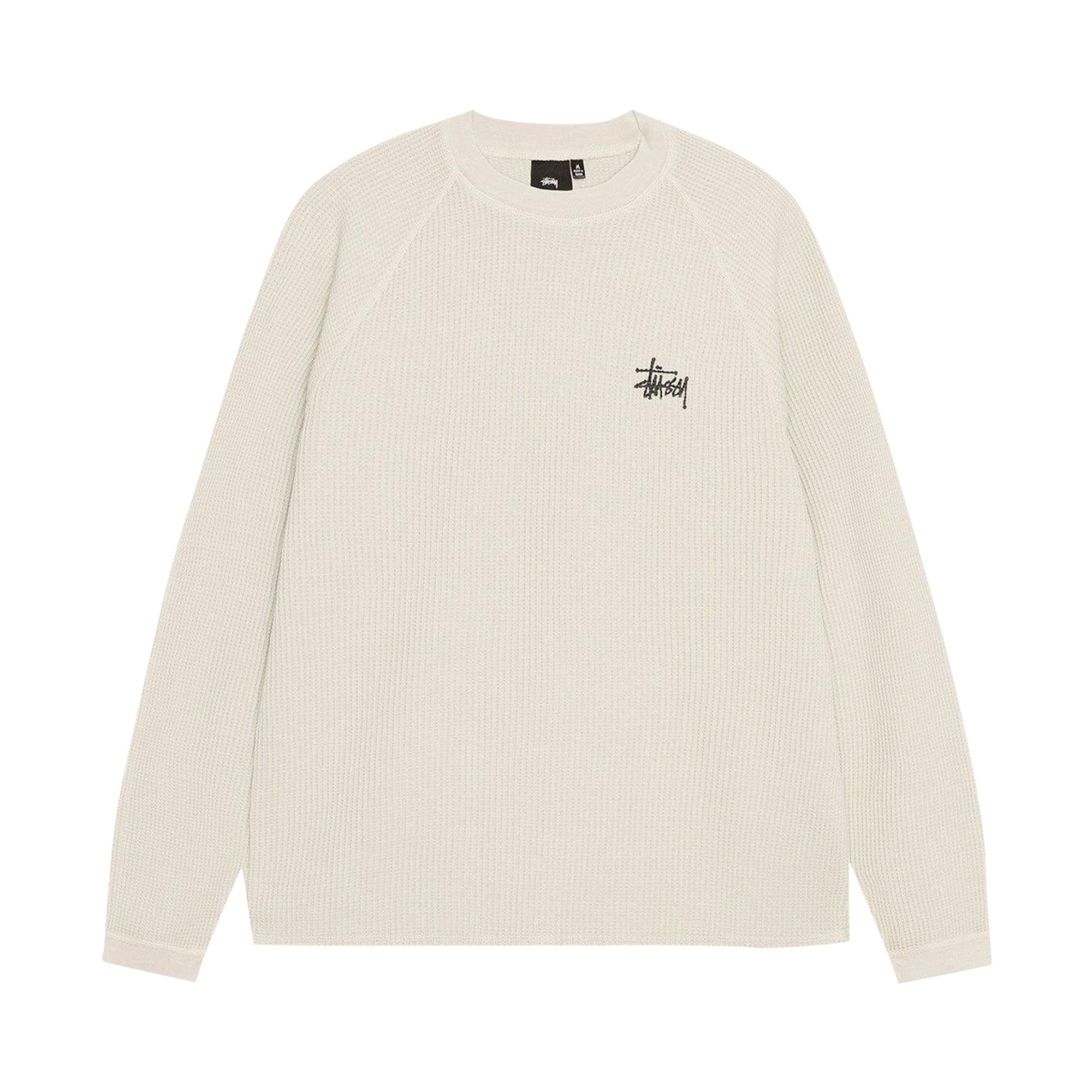 Stussy Raglan Thermal Long-Sleeve Crew 'Bone' | Cream | Men's Size 2XL