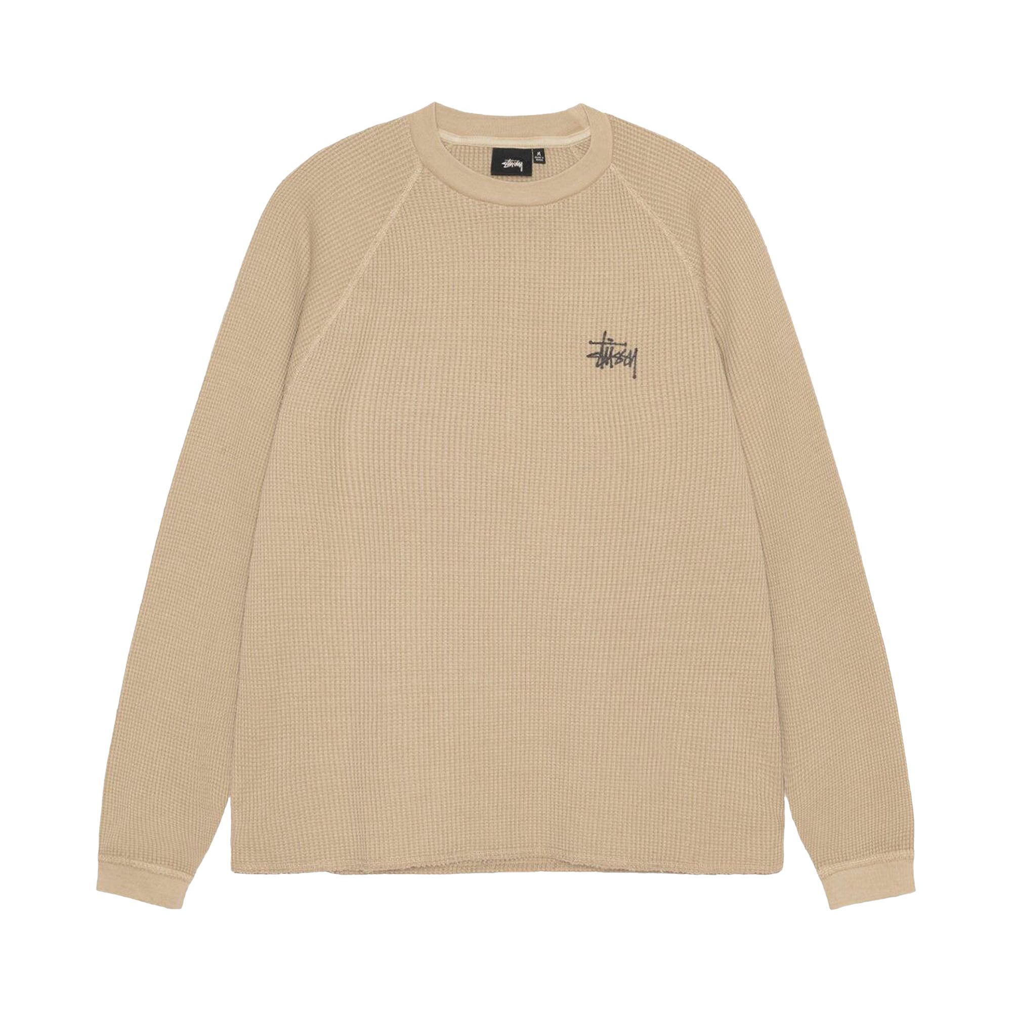 Stussy Raglan Thermal Long-Sleeve Crew 'Sand' | Tan | Men's Size XL