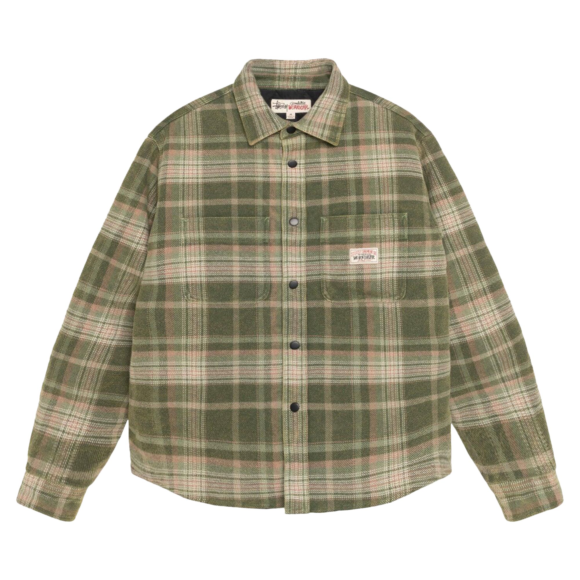 Stussy Heavy Washed Plaid Long-Sleeve Shirt 'Green' | Men's Size L