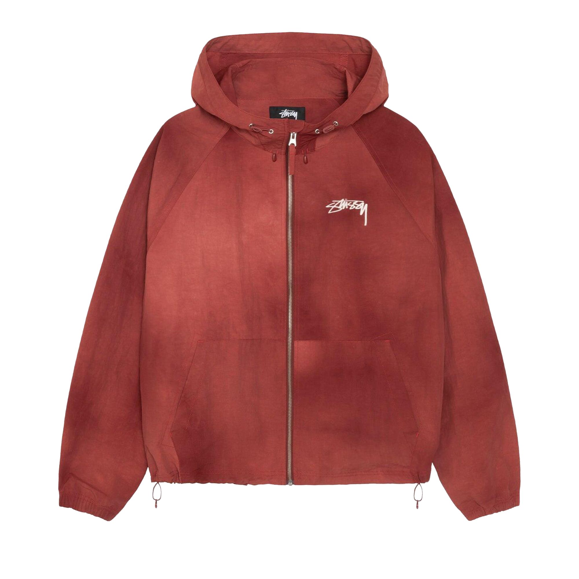 Pre-owned Stussy Wave Dye Beach Shell 'maroon' In Red