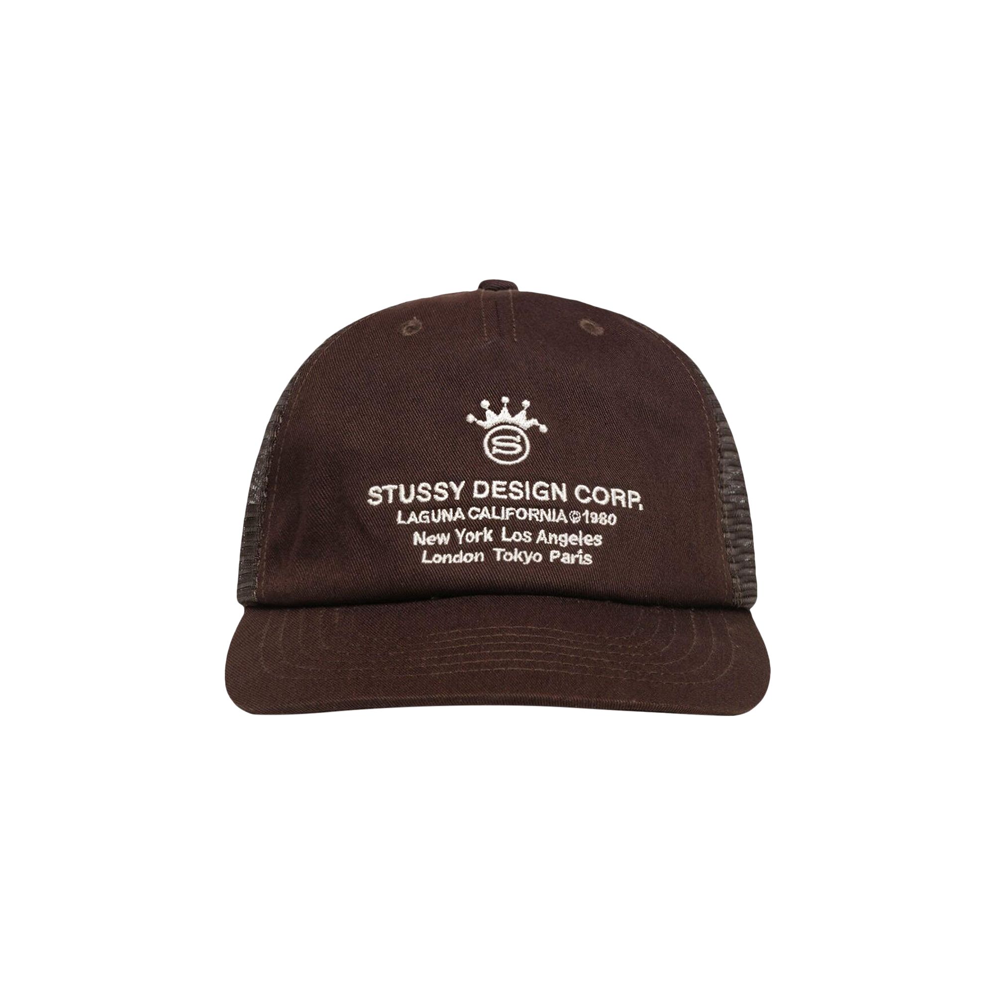 Pre-owned Stussy Low Profile Design Corp Trucker Snapback 'brown'