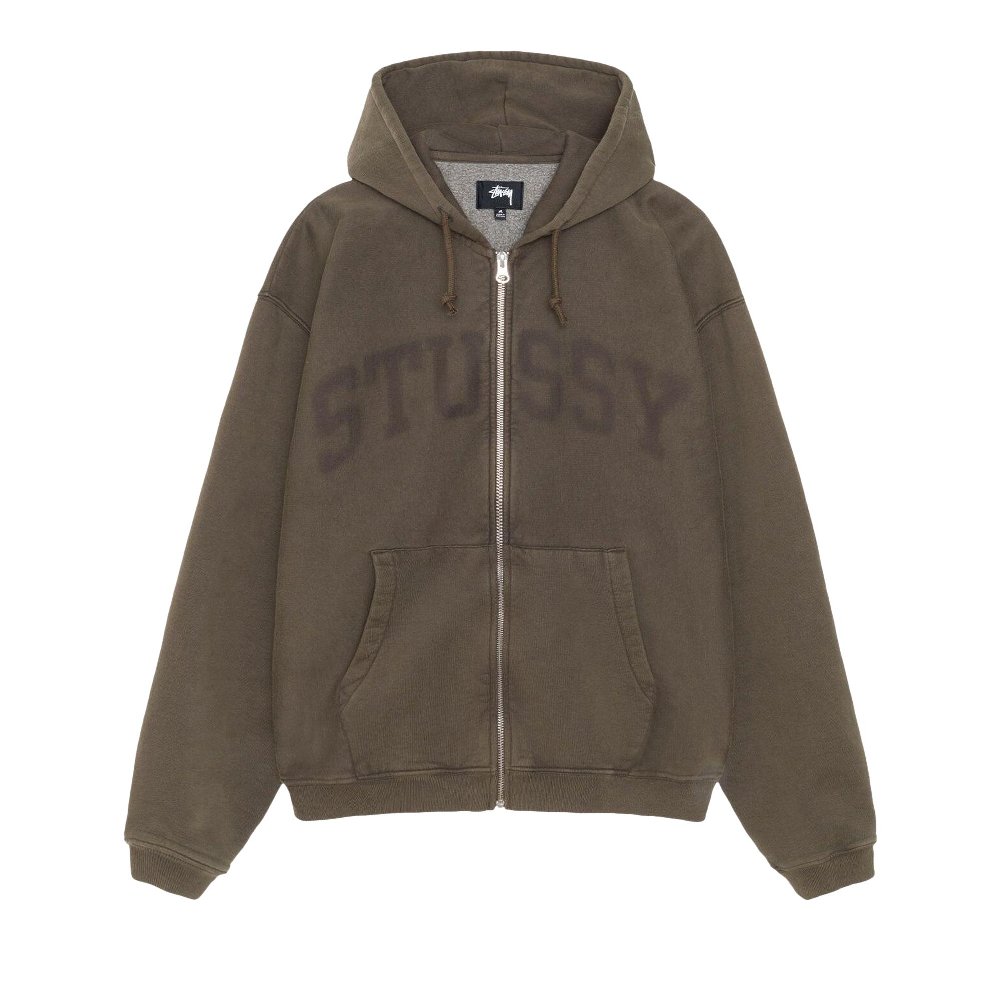Stussy Faded Graphic Zip Hoodie 'Olive' | Brown | Men's Size L