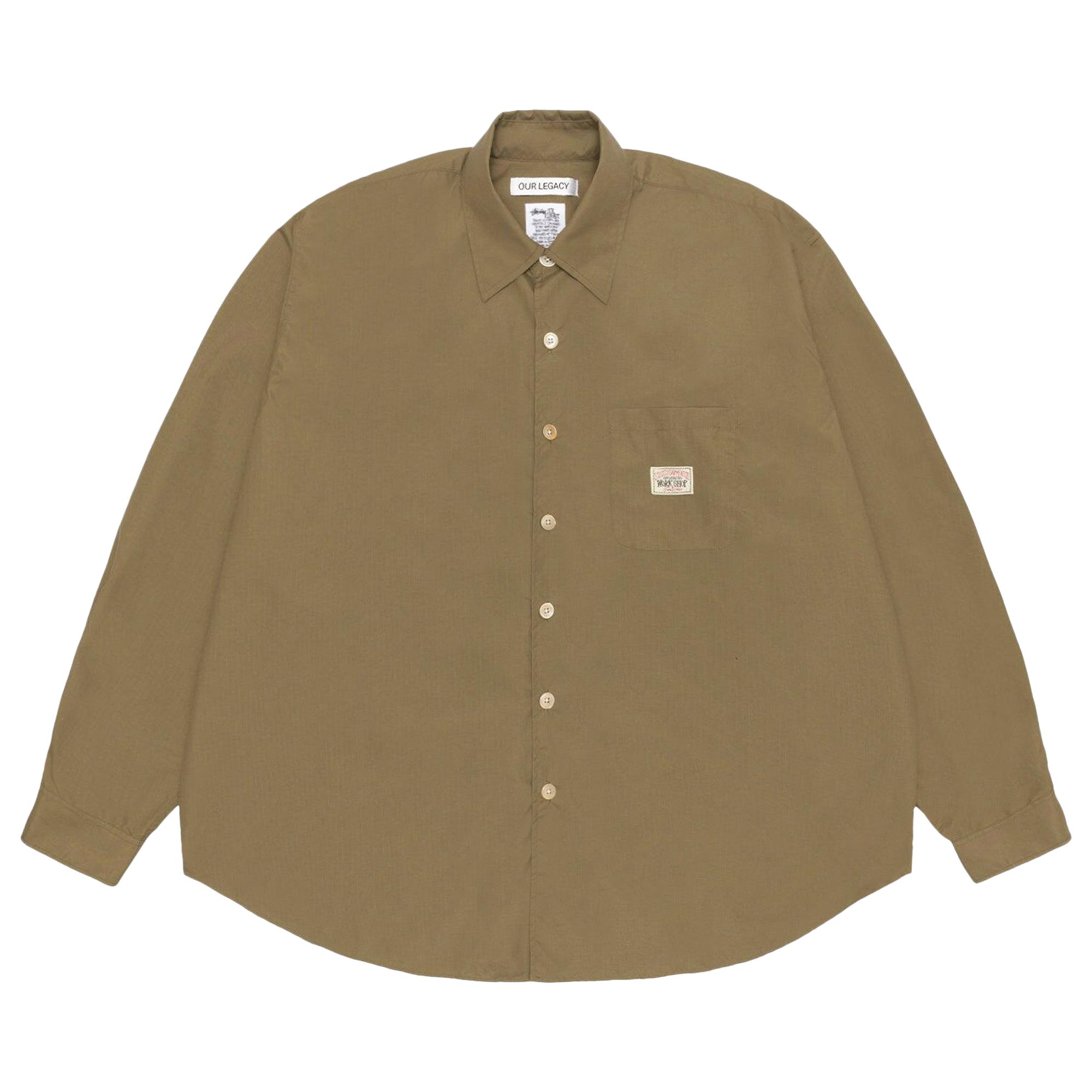 Pre-owned Stussy X Our Legacy Work Shop Borrowed Shirt 'olive Nylon Ripstop' In Green