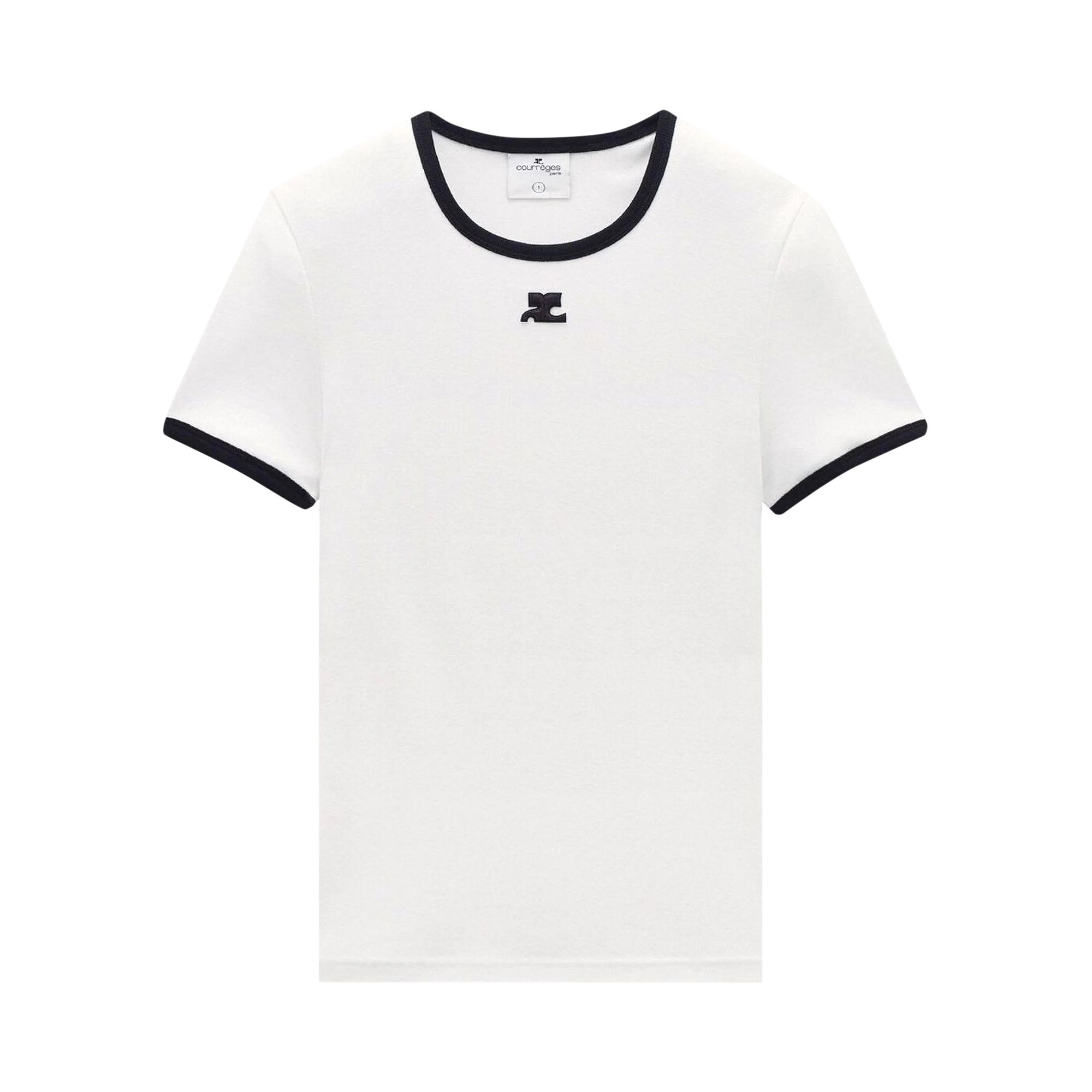 Pre-owned Courrèges Bumpy Contrast Ringer T-shirt 'white' | Men's Size M