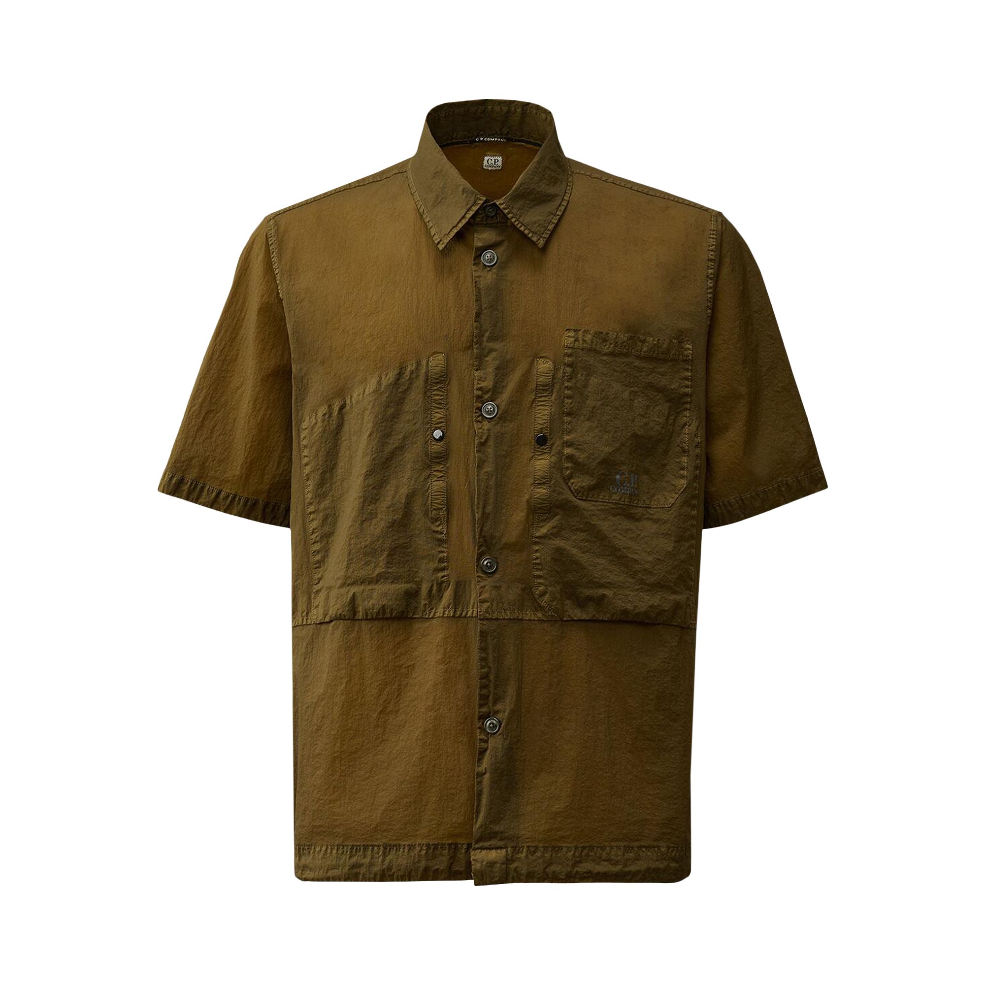 Pre-owned C.p. Company Light Microweave Short-sleeve Shirt 'ivy Green' | Men's Size L