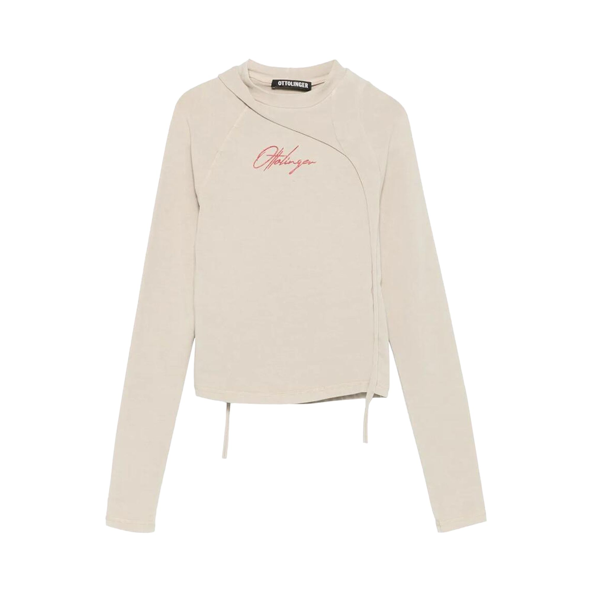 Pre-owned Ottolinger Deconstructed Fitted Long-sleeve T-shirt 'beige' | Tan | Women's Size Xl In Brown