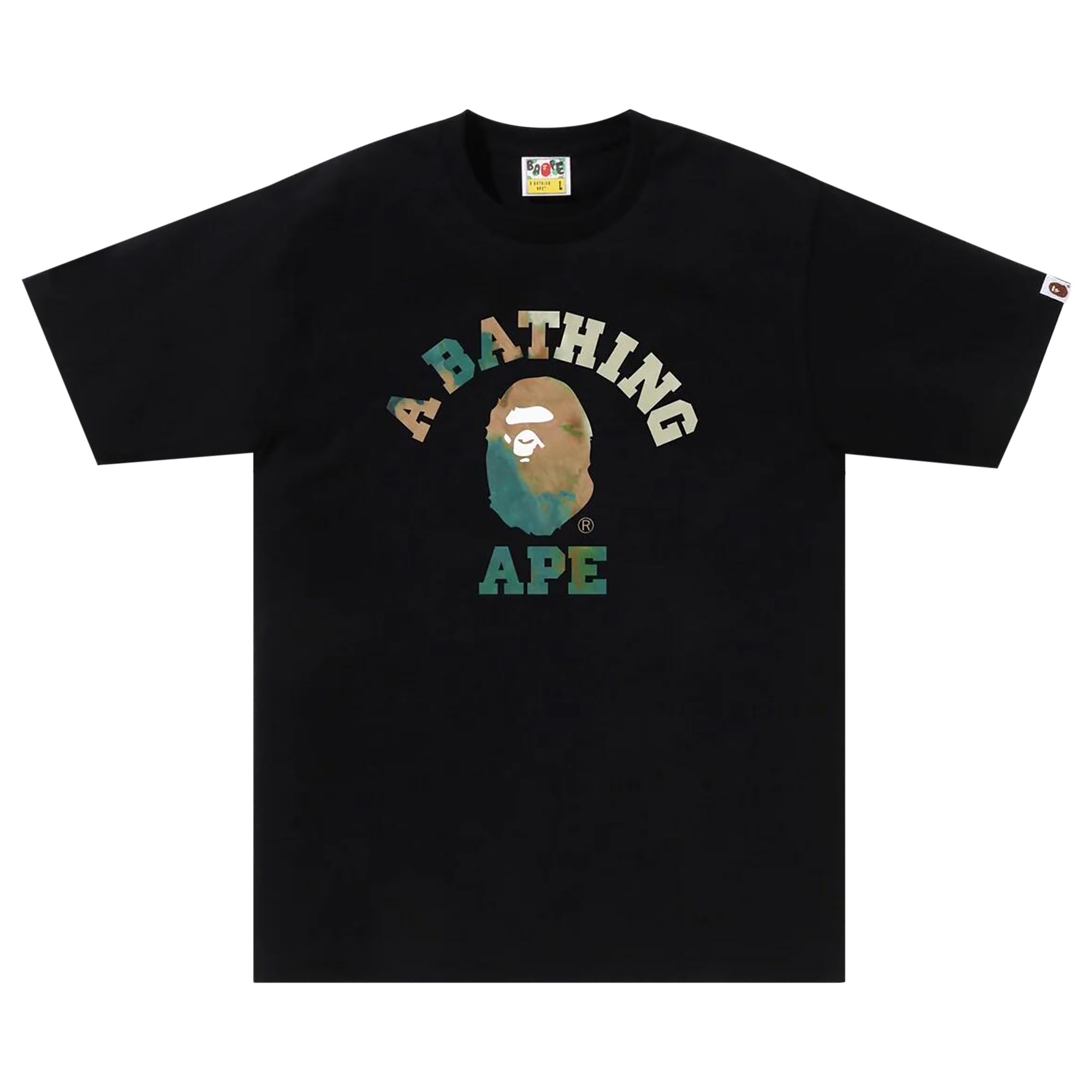BAPE Tie Dye College Tee 'Black/Beige' | Men's Size L