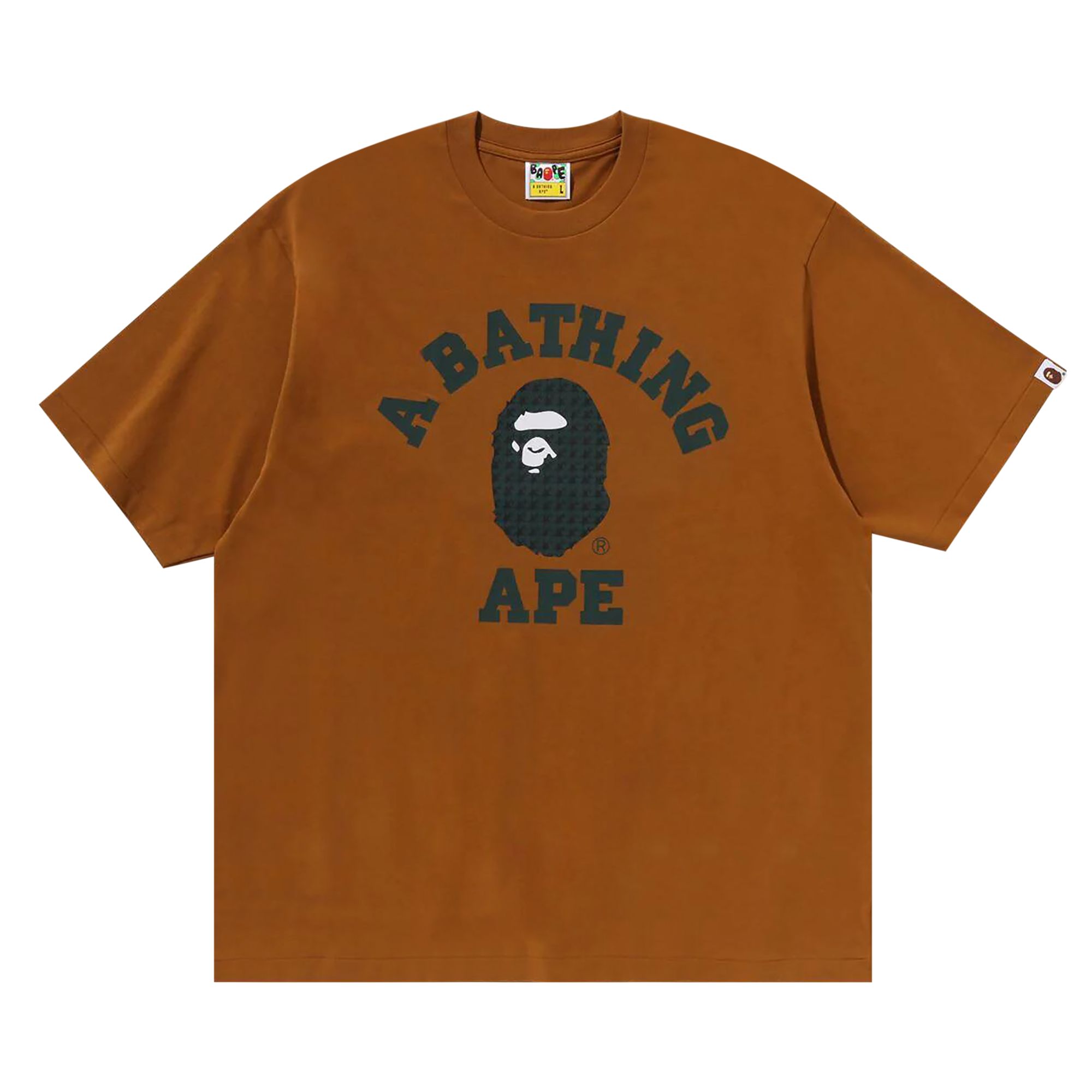 BAPE Sta Houndstooth College Relaxed Fit Tee 'Brown' | Men's Size L